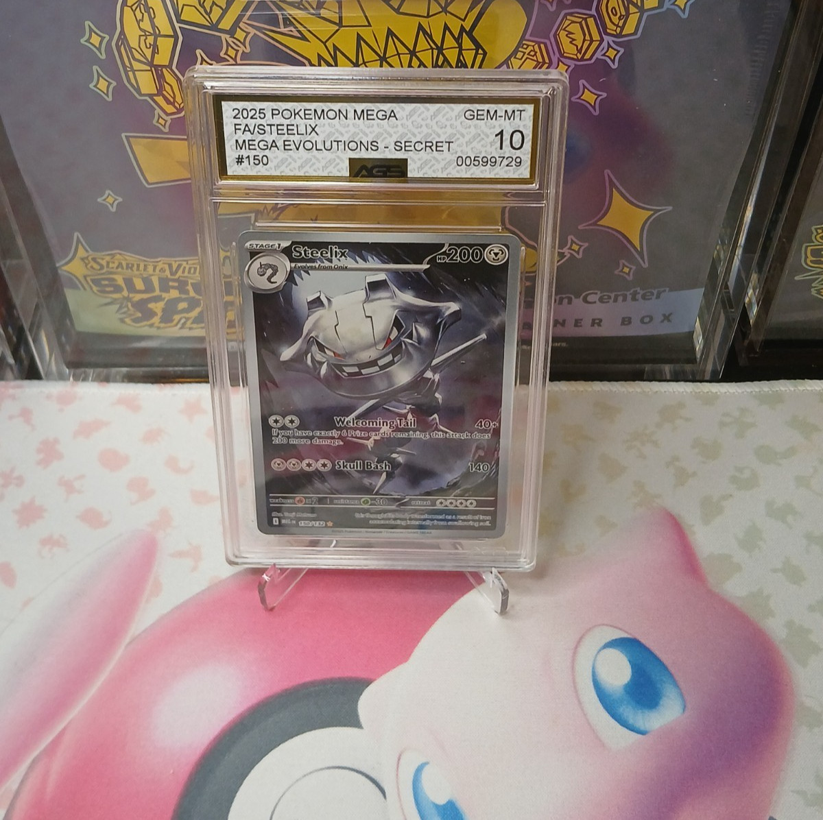 2025 POKEMON EN-MEGA EVOLUTION ILLUSTRATION RARE #150 STEELIX AGS GEM MINT 10