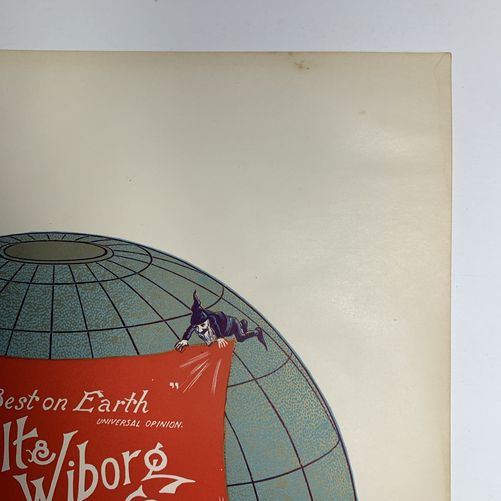 RARE Ault Wiborg Litho Printing INK Poster Sign Original Art Elves On Globe