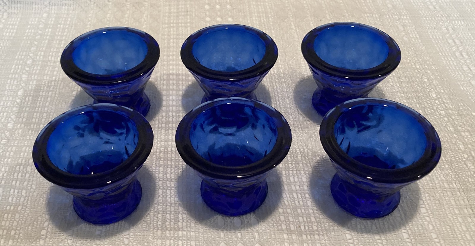 Set of 6 Luminarc France Cobalt Blue Glass Egg Cups – 2.25″ x 1.75″ – Vintage
