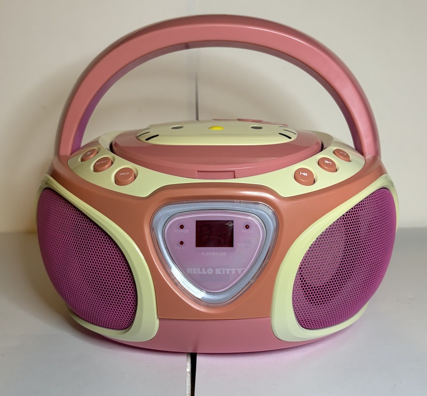 Hello Kitty CD Player Boombox – Pink Stereo, FM Radio, Tested Working, Rare