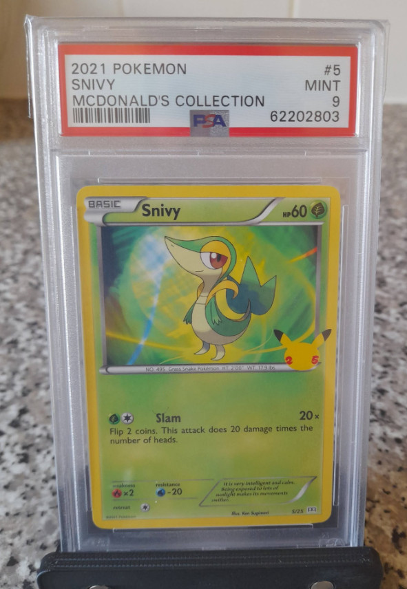 Pokemon 2021 Celebrations Mcdonalds Snivy 005/025 Non Holo. PSA 9