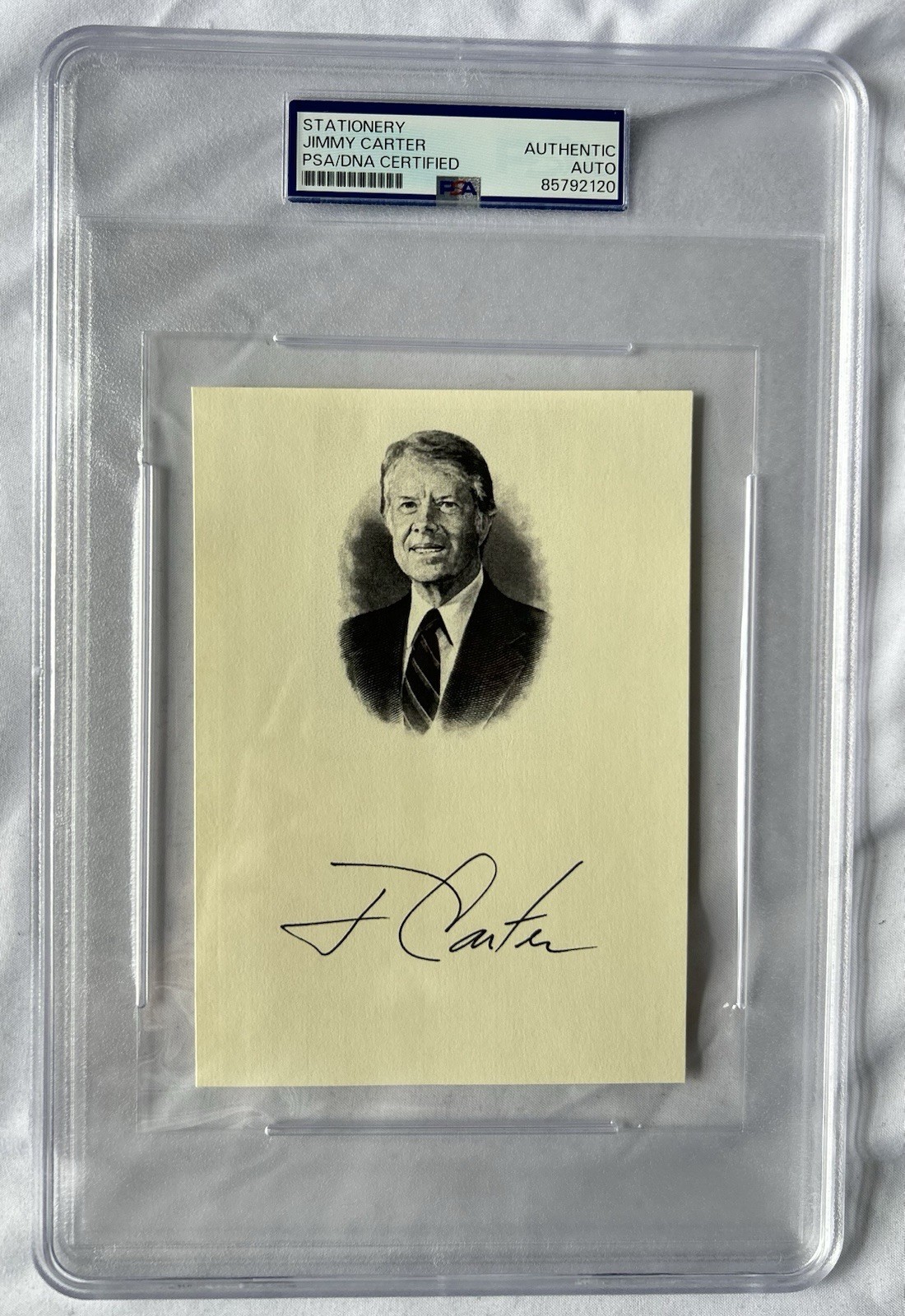 Jimmy Carter Signed Portrait Engraving Style Print Autographed PSA/DNA