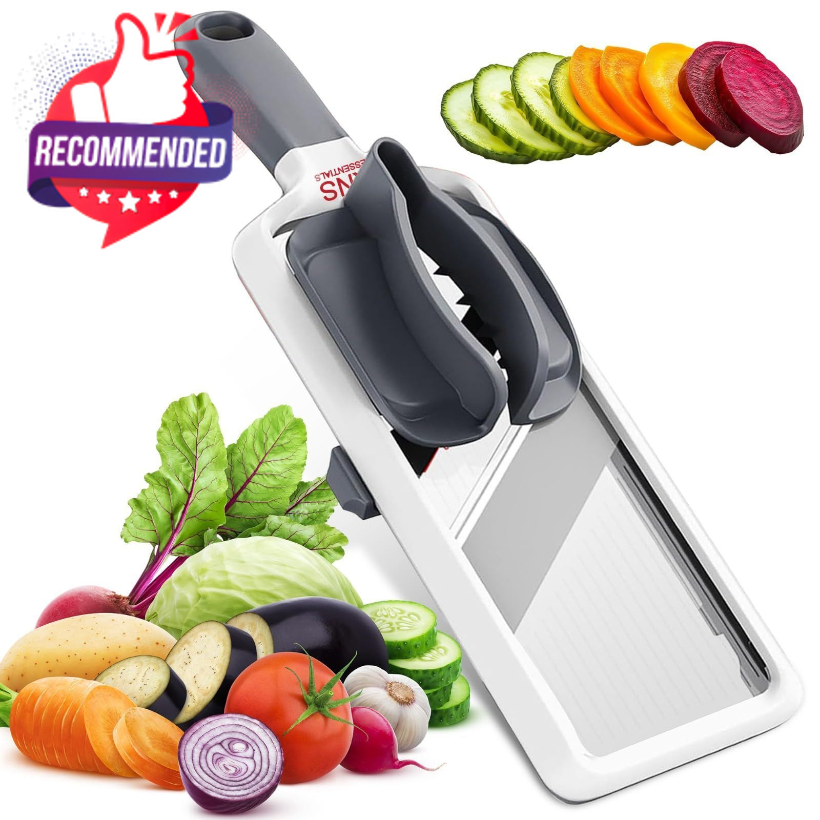 Mandoline Slicer For Kitchen – Adjustable Stainless Steel Blades, With Comfort