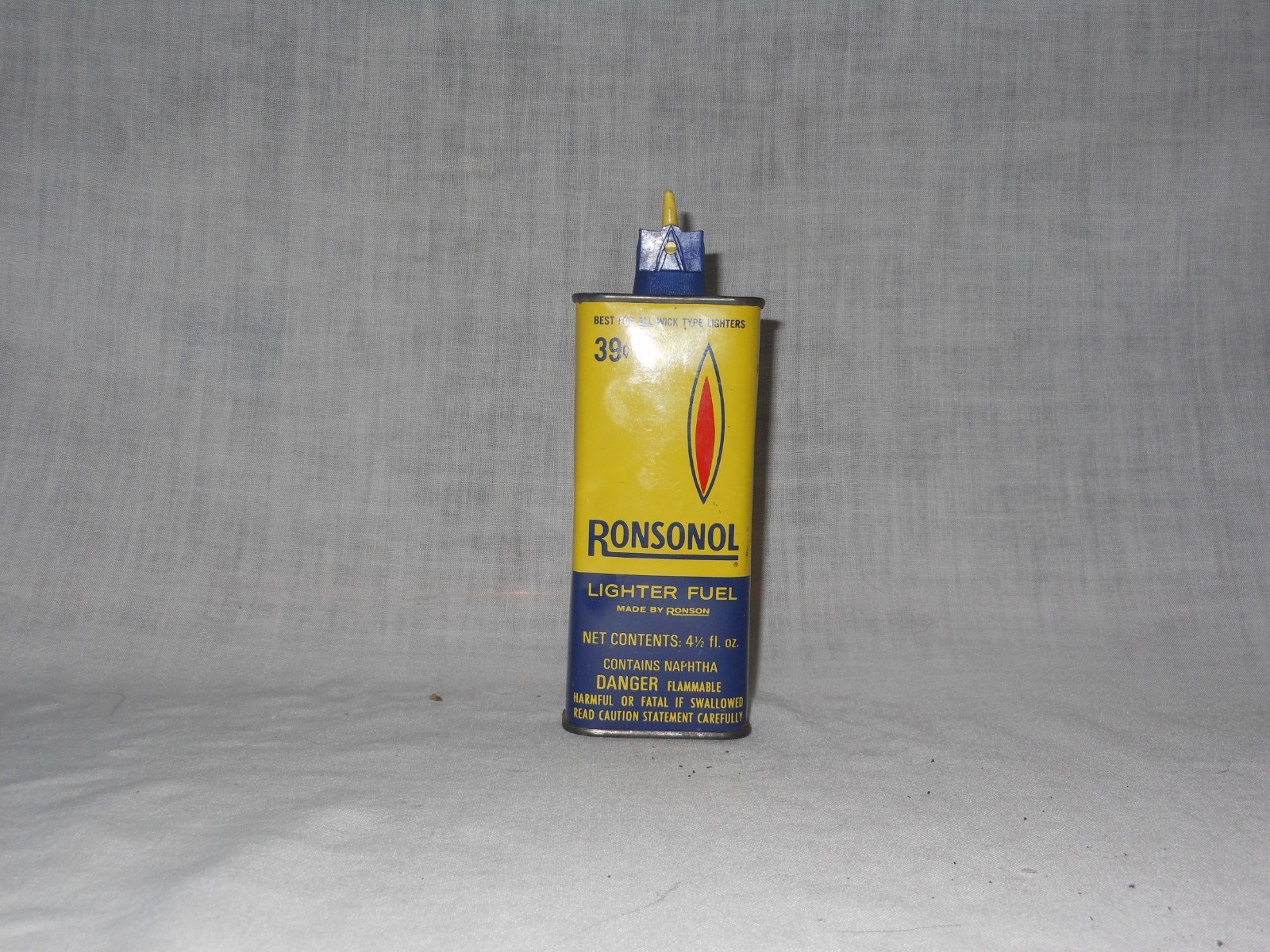 Vintage Ronsonol Lighter Fluid 4 1/2 oz can (empty)