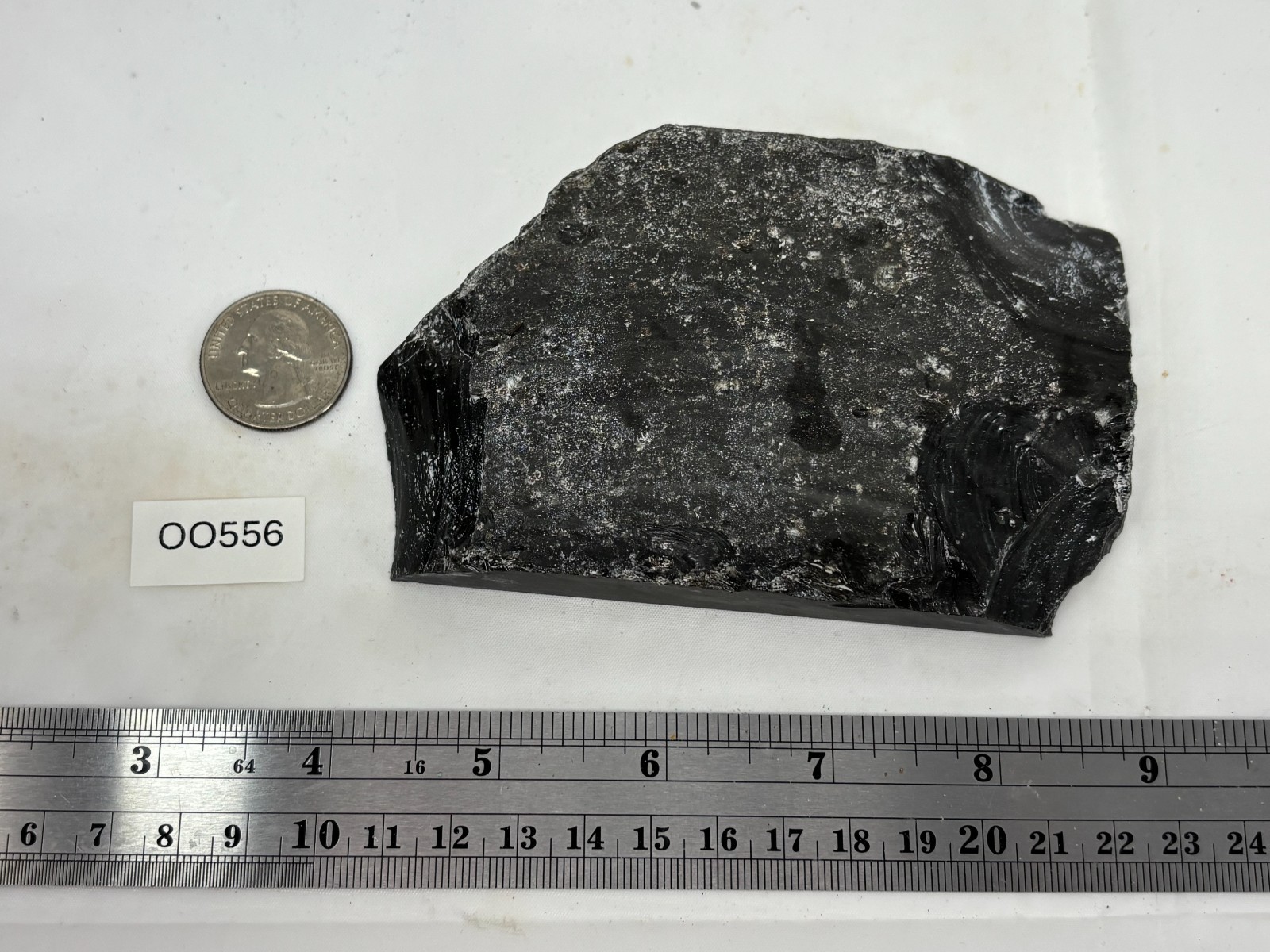Thick Silver Sheen Obsidian end Slab Lapidary Cabbing Knapping Combo ship avail