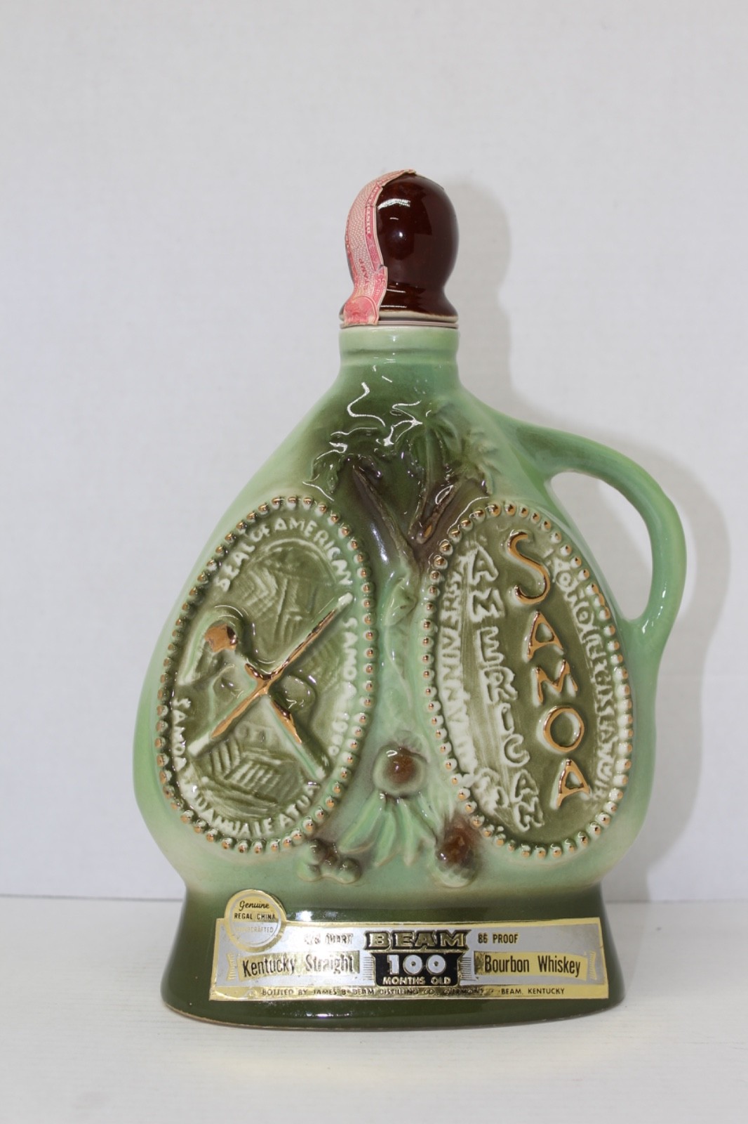Jim Beam Empty American Samoa 25th Anniversary Bourbon Whiskey Decanter Bottle
