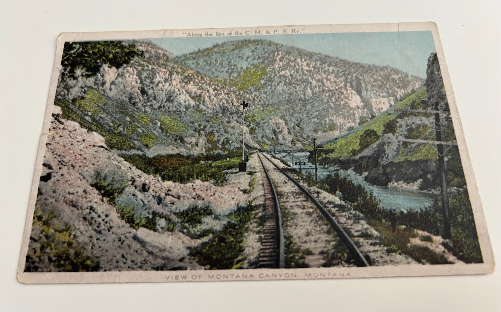 View of Montana Canyon Along the Line of the C. M. & P. S. Ry Railway Postcard