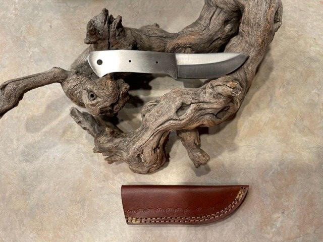 7″. Custom HAND MADE D-2 TOOL STEEL CAPING BLADE KNIFE BLANK BLADE w/SHEATH