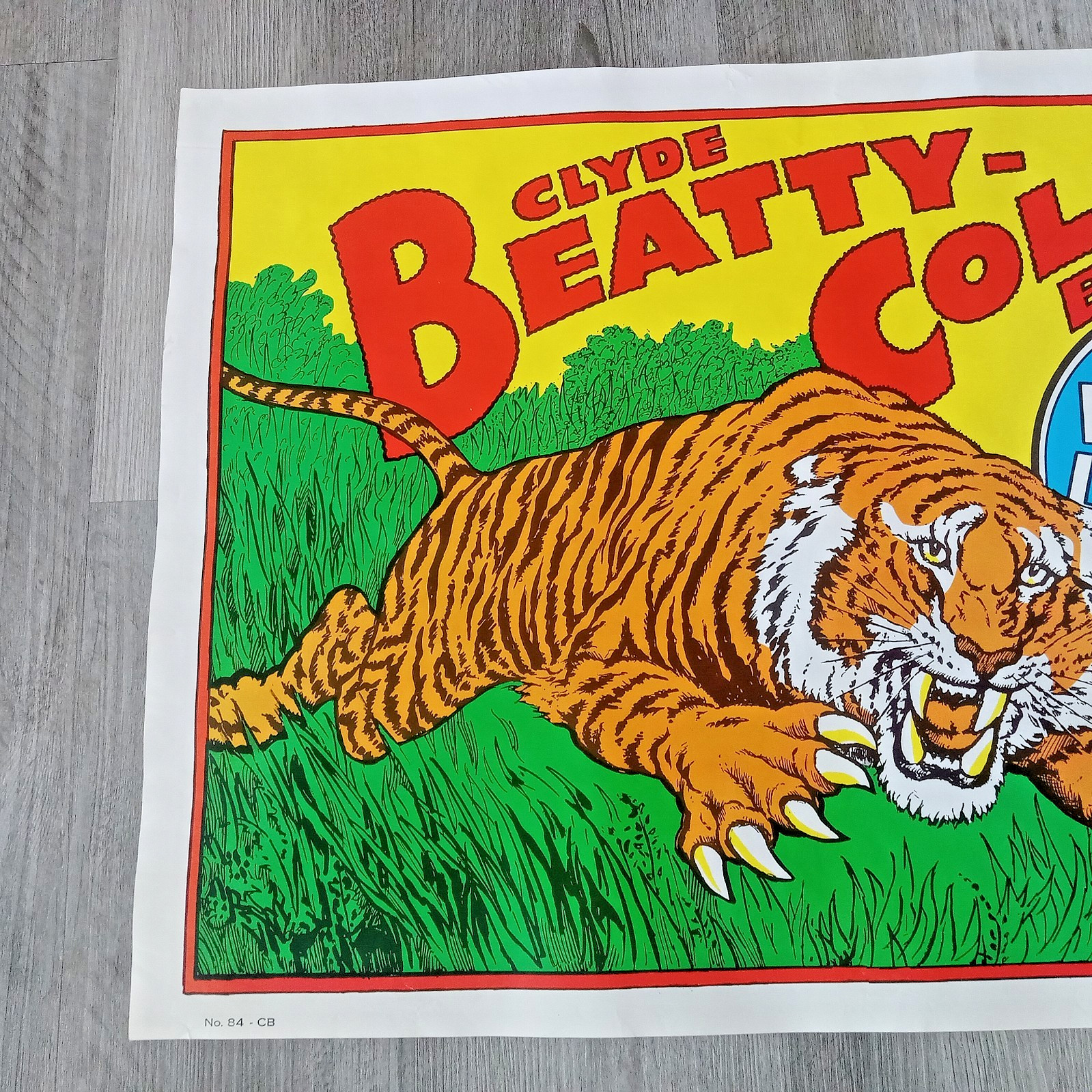 1960s Clyde Beatty Cole Bros Circus Poster Tiger Roland Butler No 84-CB 28×21″