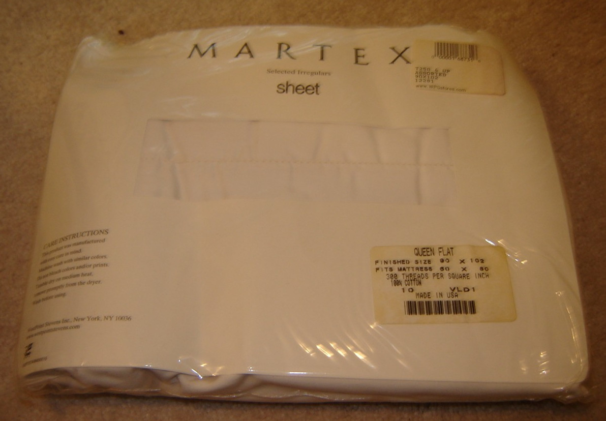 vintage sheet QUEEN FLAT white SELECTED IRREGULAR 100% cotton MARTEX westpoint