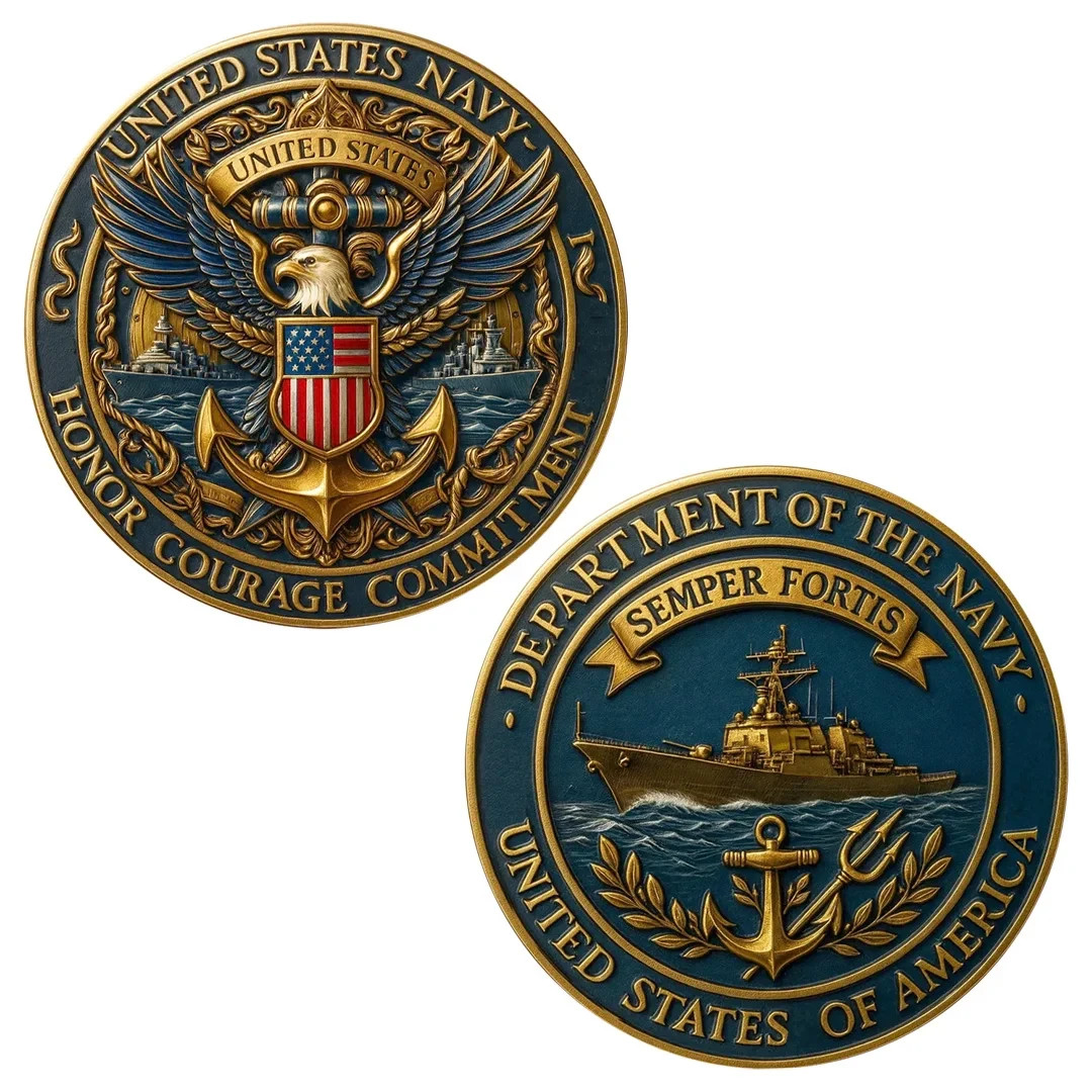 U.S. Navy Honor Courage Commitment Challenge Coin Military Veteran Gift
