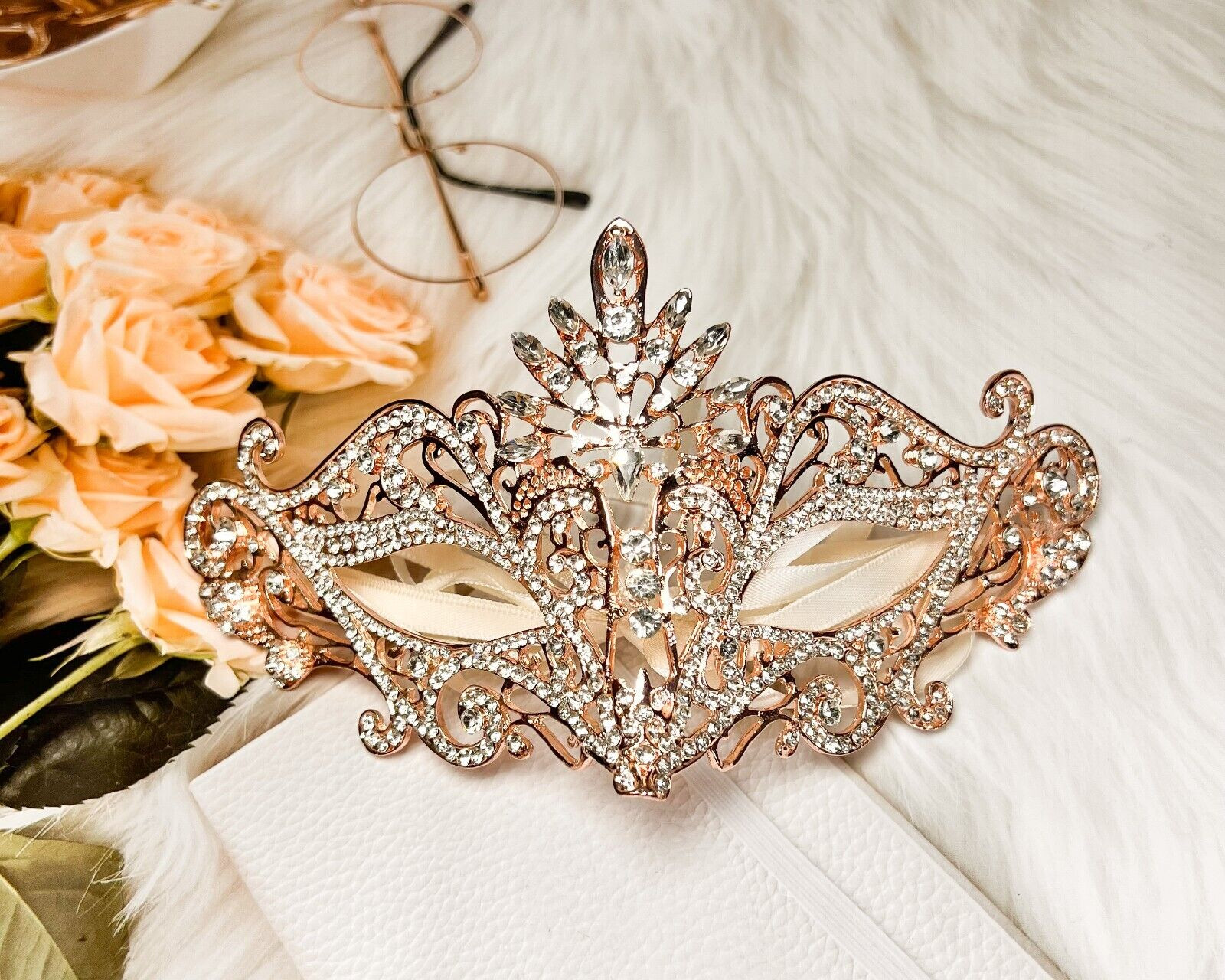 Masquerade Mask Luxury Crystal, Rhinestone Gold Eye Mask, Elegant Party Mask
