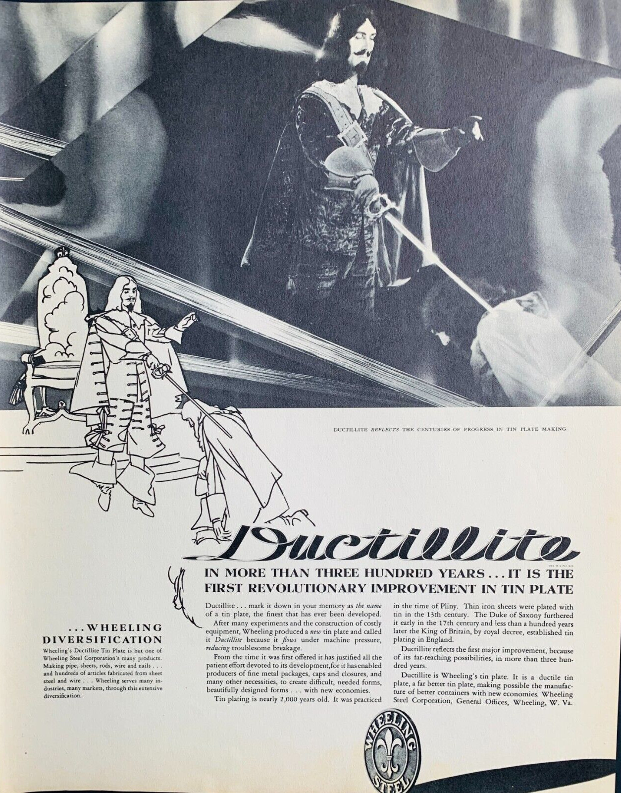 1934 Wheeling Steel Corp Print Ad Wheeling WV Tin Plate Makers