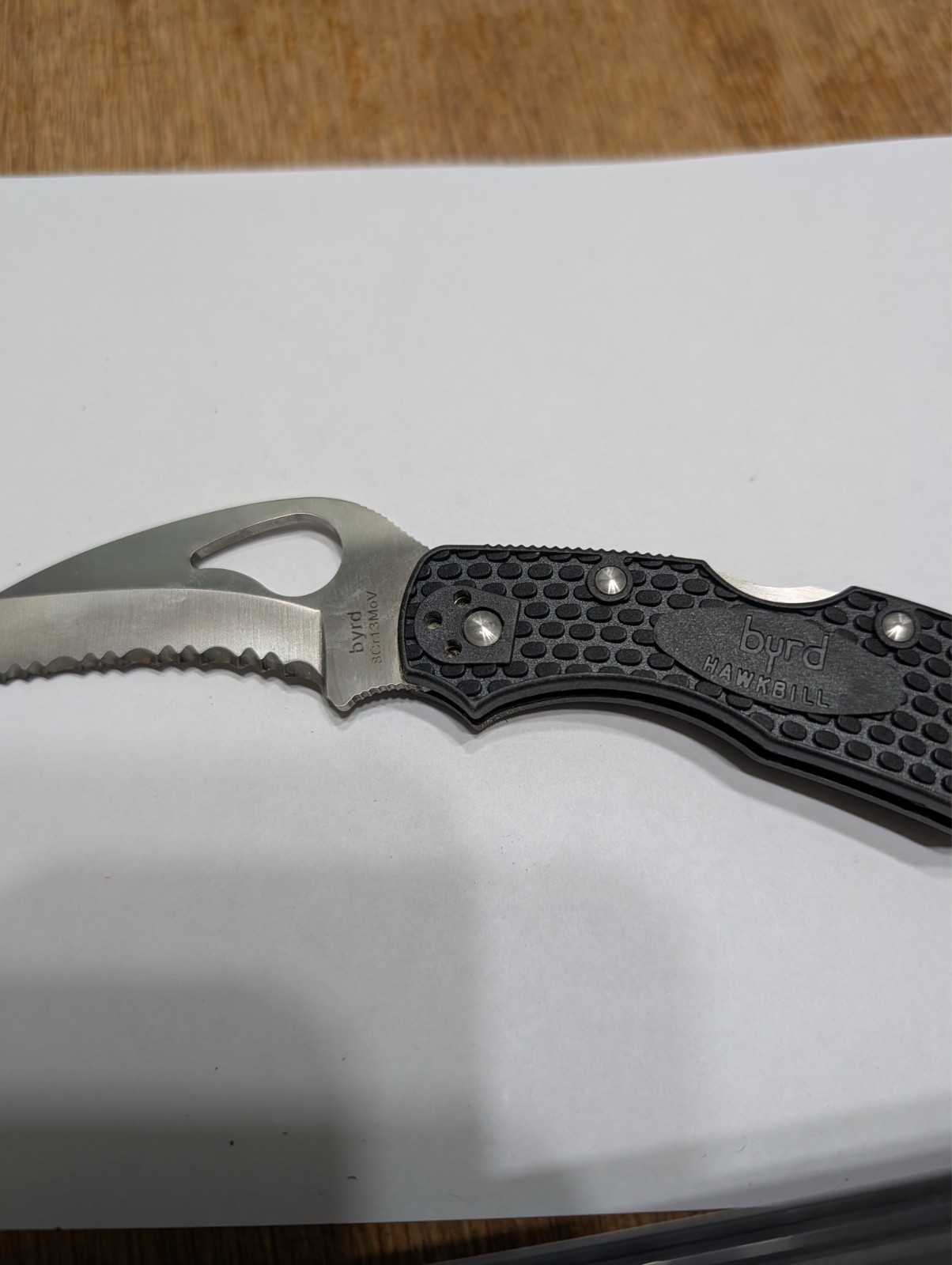 Byrd Hawkbill Lockback Black FRN Handle Stainless Serrated Folding Knife 22SBK