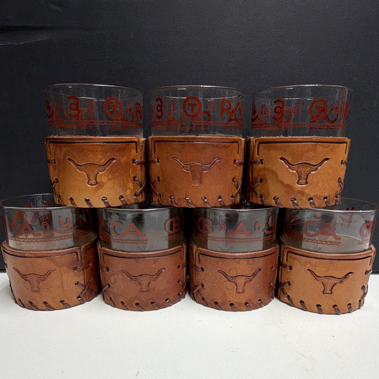 7 Libbey Bamco Old Fashioned Vintage Glass Textured Bottom See Description