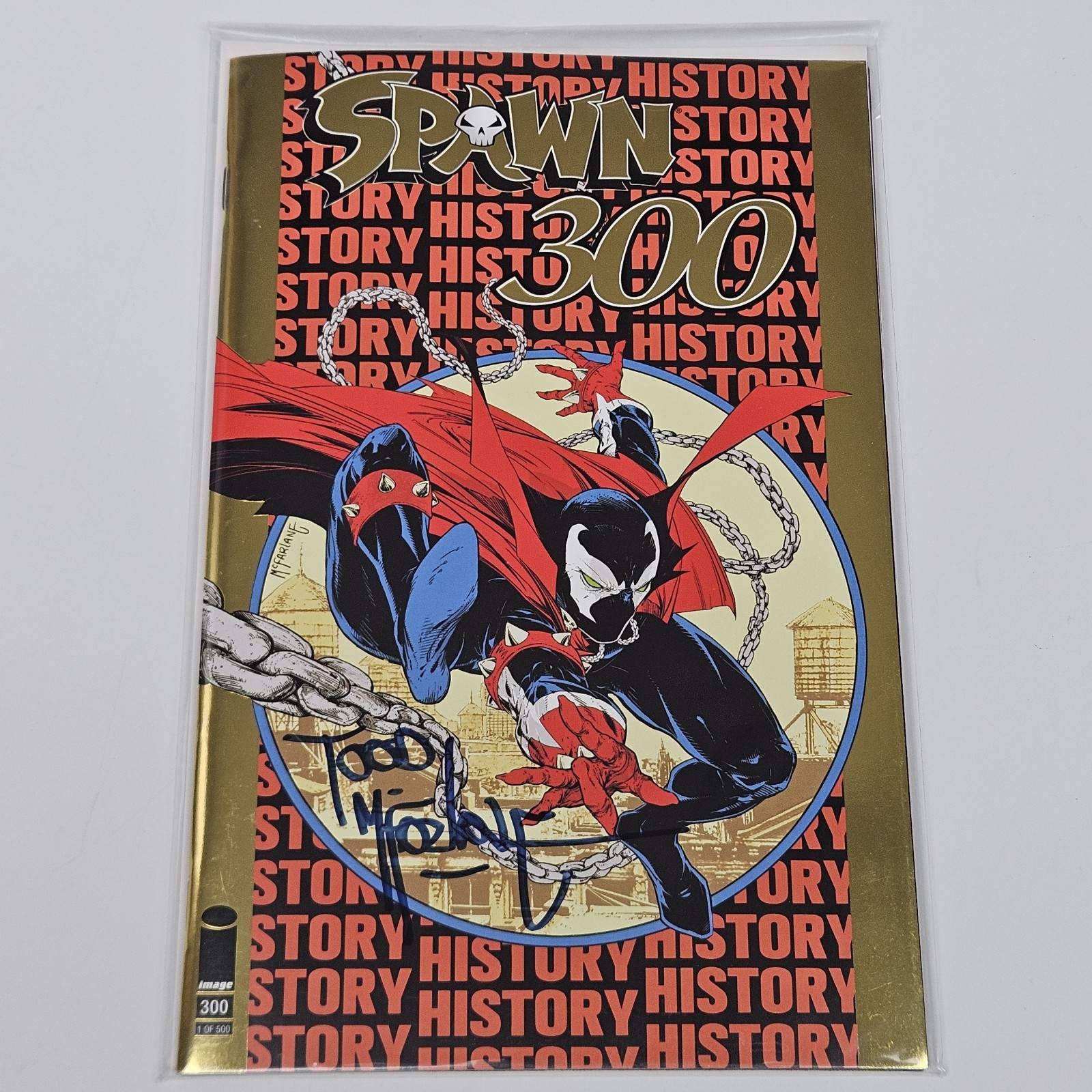 Signed Spawn #300 Gold Foil NYCC Variant 2019 Todd Mcfarlane Spiderman Cover