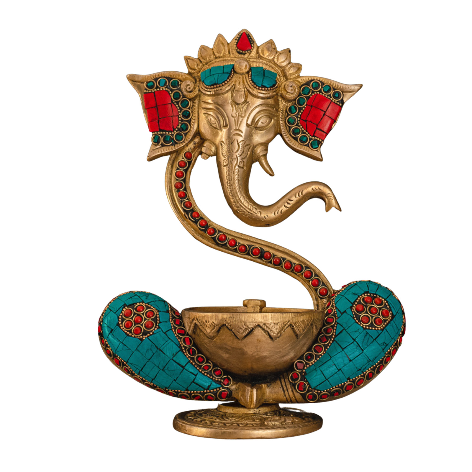 indigenite Brass Ganesh Idol | Size – (6.5 x 3 x 9) Inches, Weight: 1.3 kgs