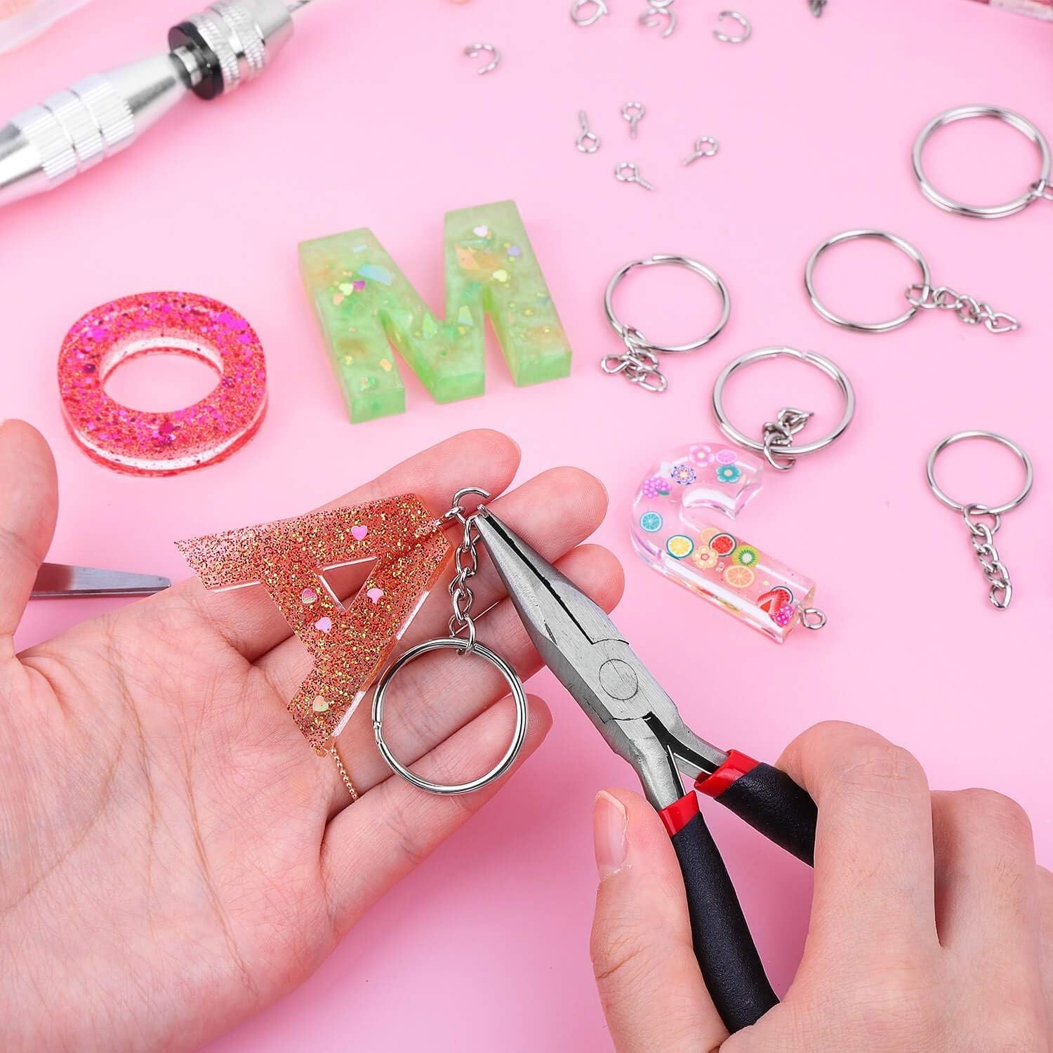 360Pcs Keychain Hardware Set Bulk Rings Chains Jump Rings Screw Eye Pins DIY