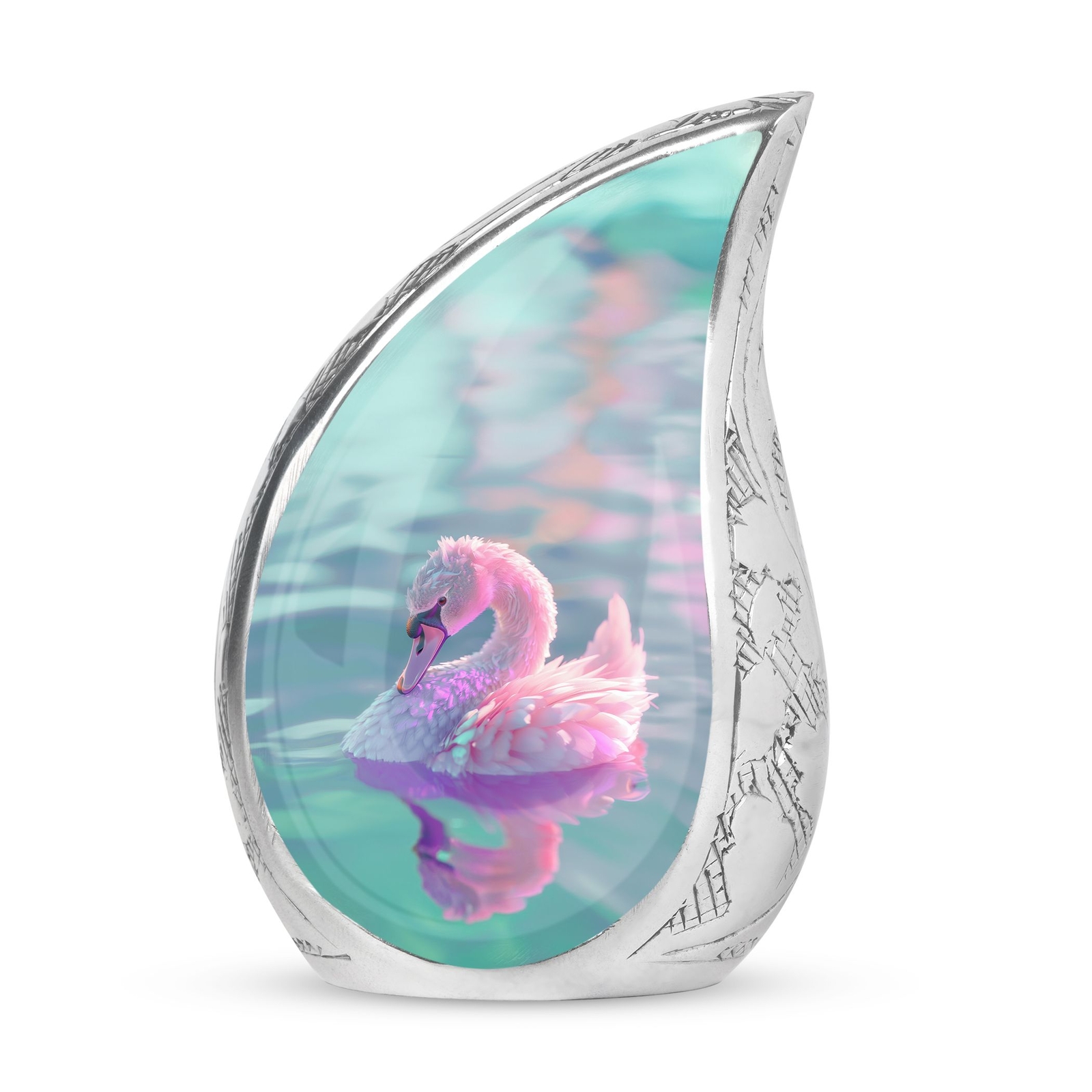 Serene Pink Swan Cremation Urn – Metal Urn For Ashes Adult Male – Urn For Ashes
