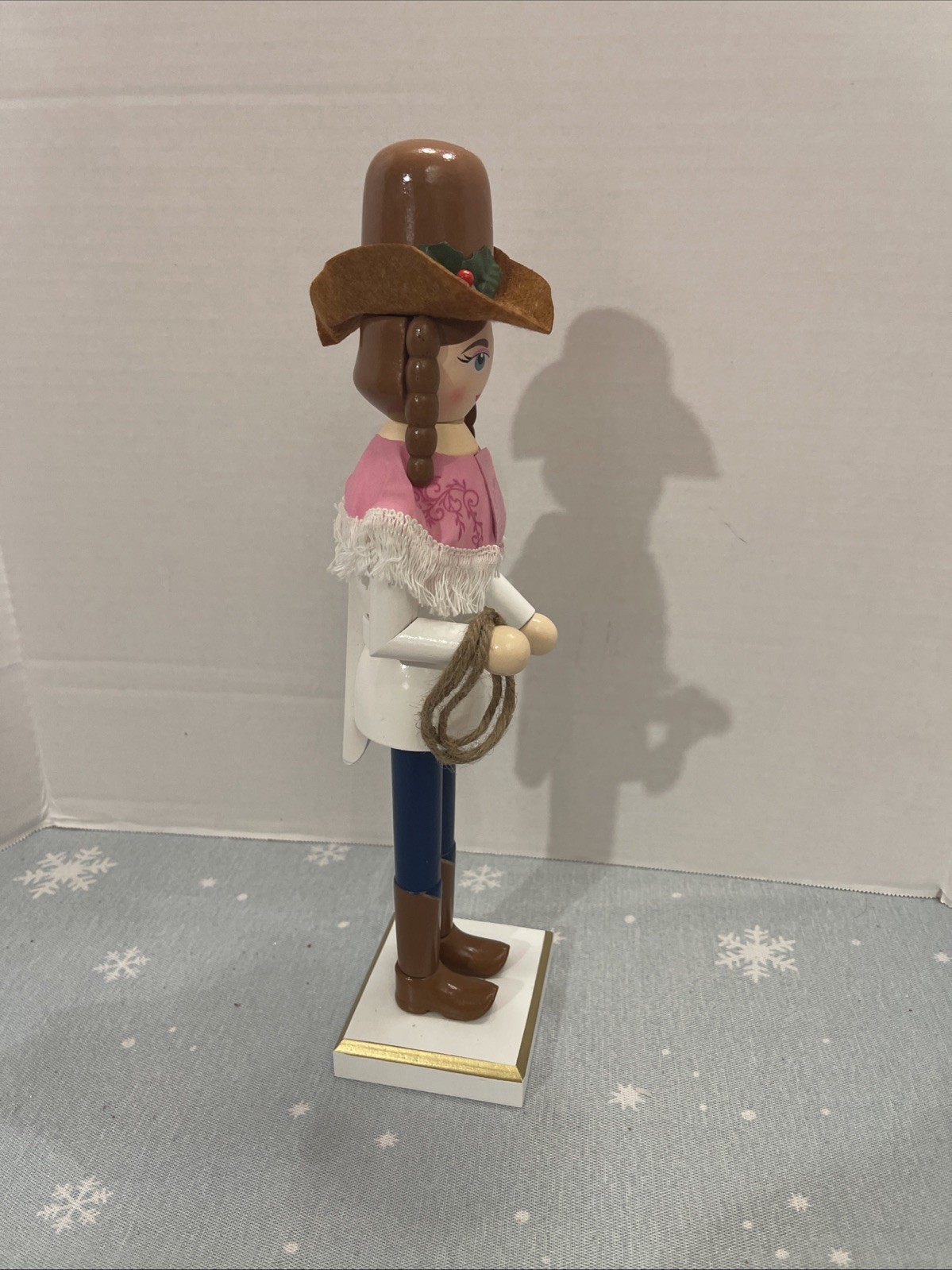 North Pole Trading Co. 14in Cowgirl Wood Christmas Nutcracke