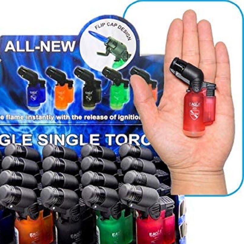 EAGLE TORCH 45 ANGLE SINGLE FLAME TORCH PT116B ASSORTED COLORS PACK OF 20