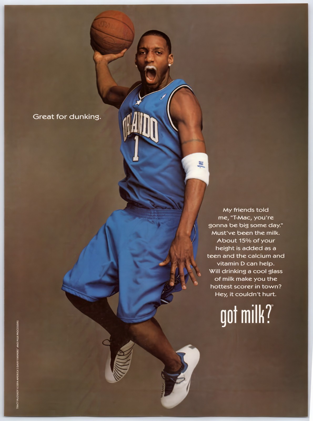 Tracy McGrady – Got Milk? – Vintage Original Print Ad/Poster NBA Promo Art 2004