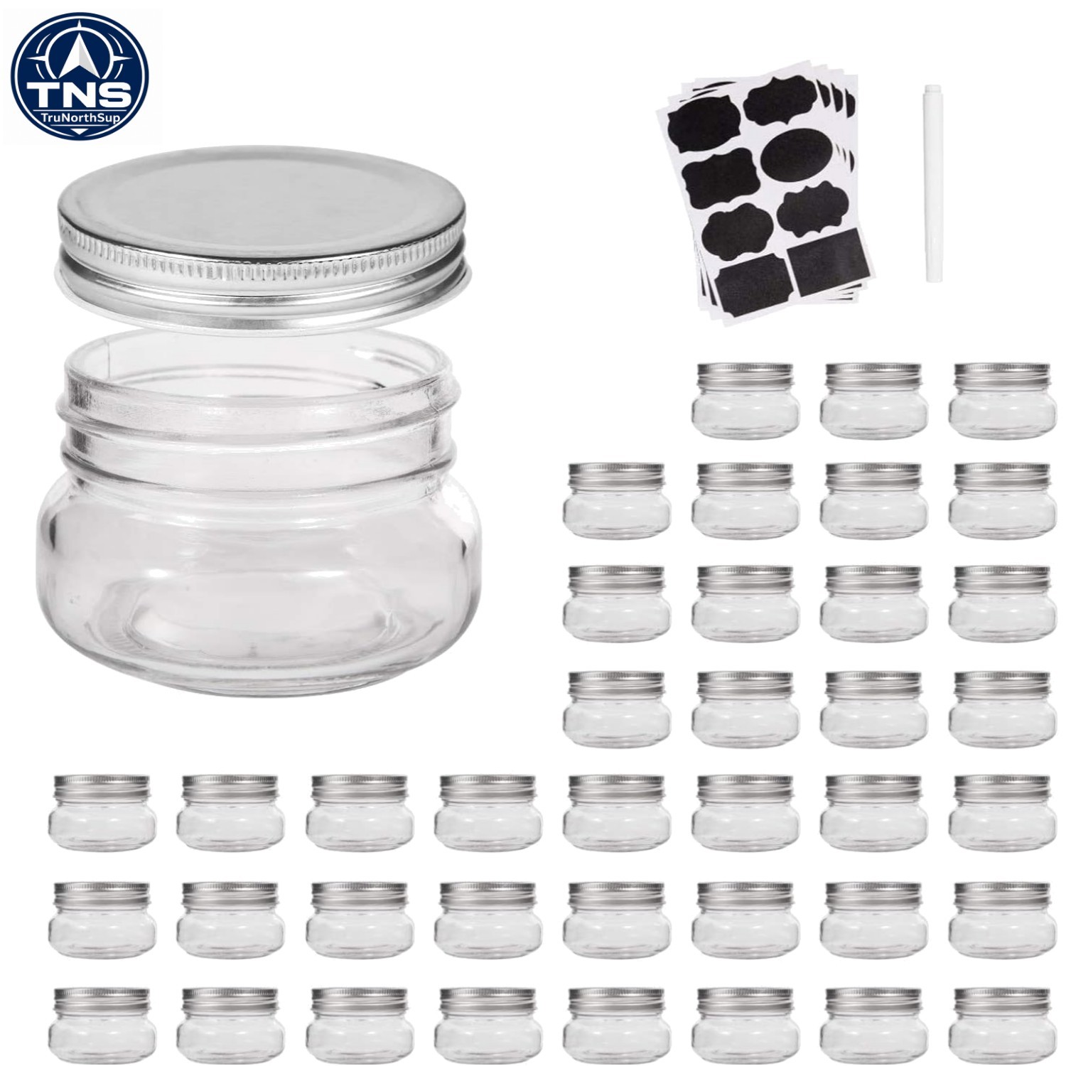 40 Pack 4oz Mini Mason Jars Glass Jars with Silver Lids Food Grade for Jam Ho…