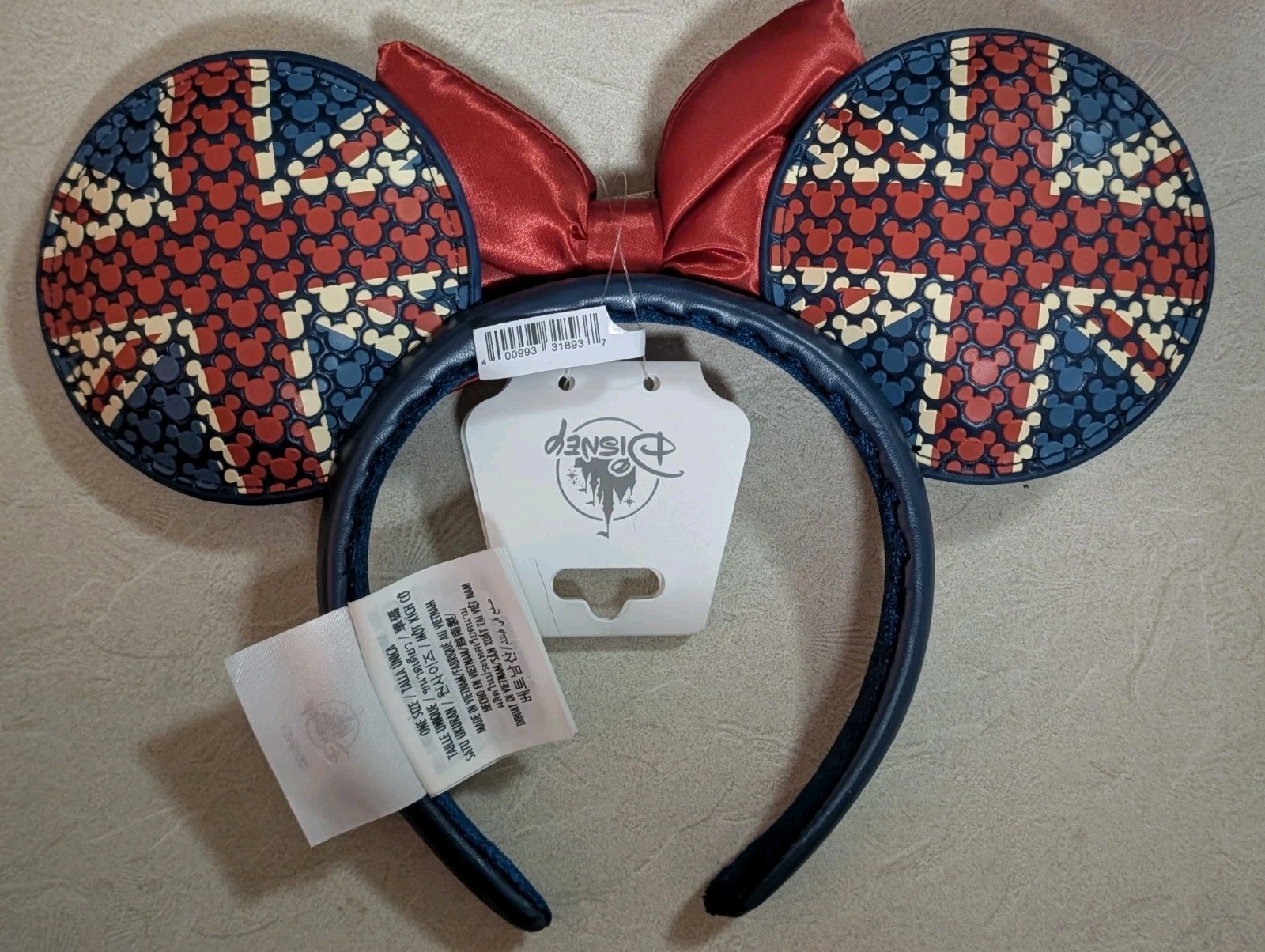 Disney EPCOT World Showcase UK Red Blue White Union Jack Ears Headband New 2025