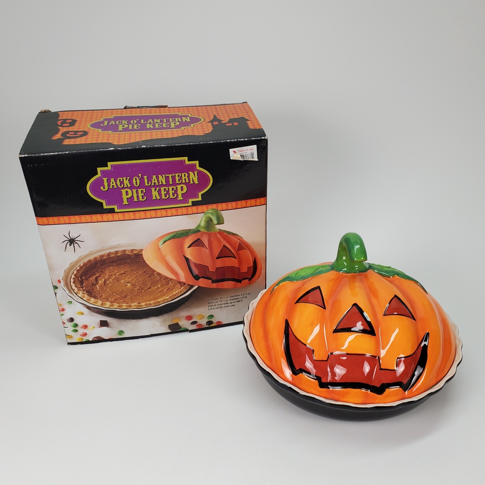 Nantucket Home Jack O Lantern Pie Keep Ceramic Pumpkin Halloween Baker with Lid