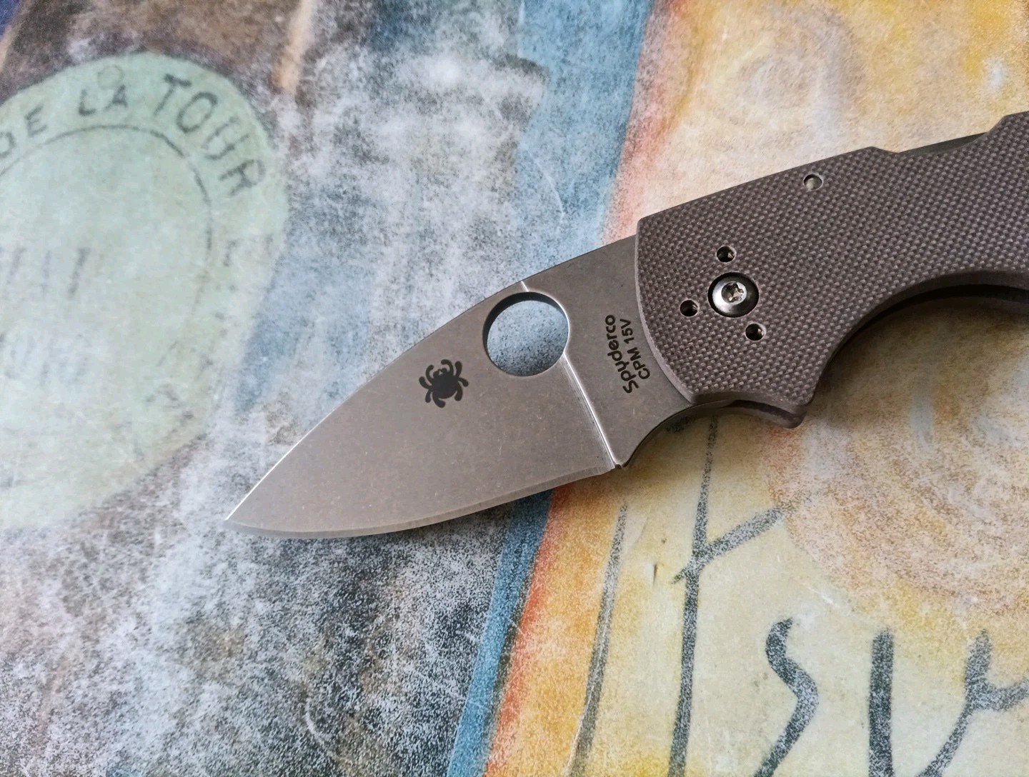 Spyderco Lil’ Native CPM-15V Stonewashed Plain Blade, Brown G10 Handle, Backlock