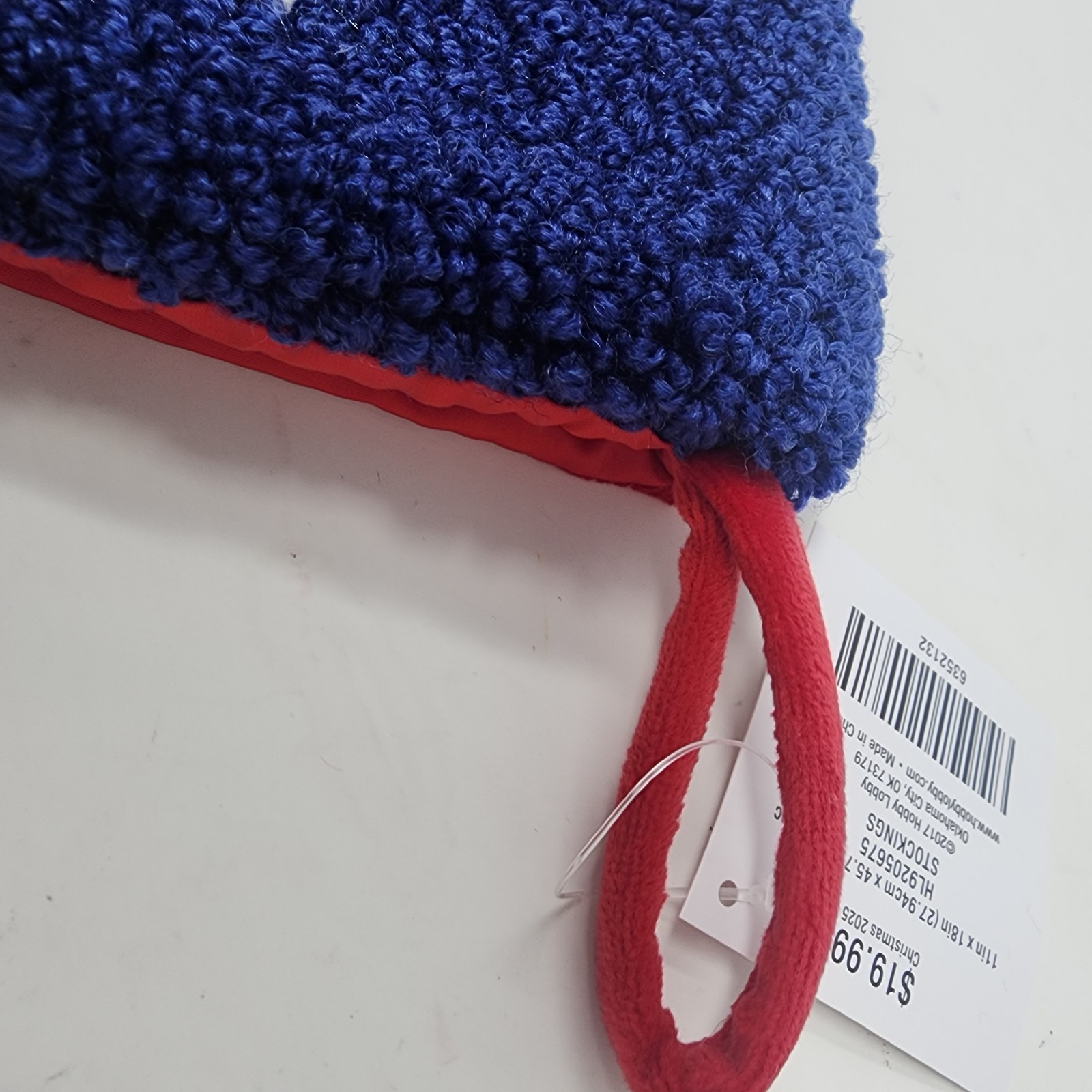 Christmas Stocking Latch Rug Hook Loop Pile 3D Red Cardinal 7″ x 19″