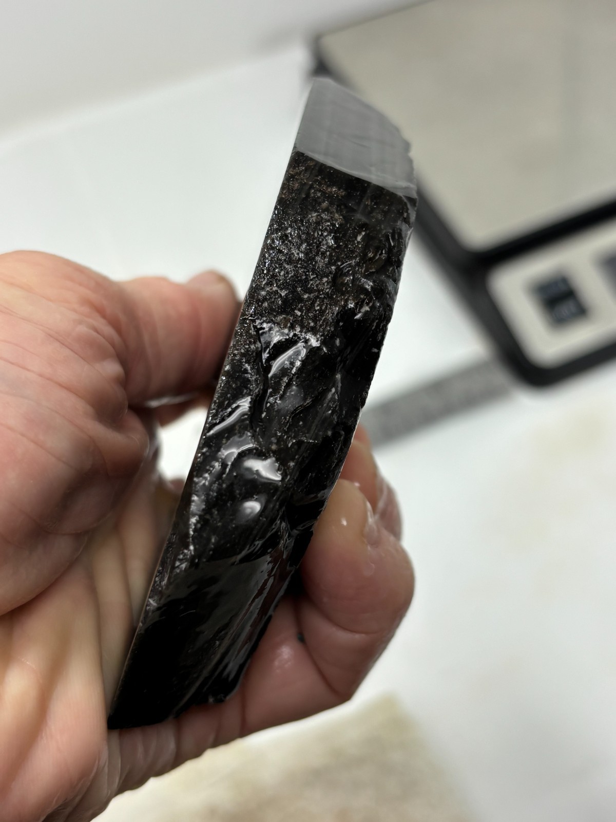 Thick Silver Sheen Obsidian end Slab Lapidary Cabbing Knapping Combo ship avail