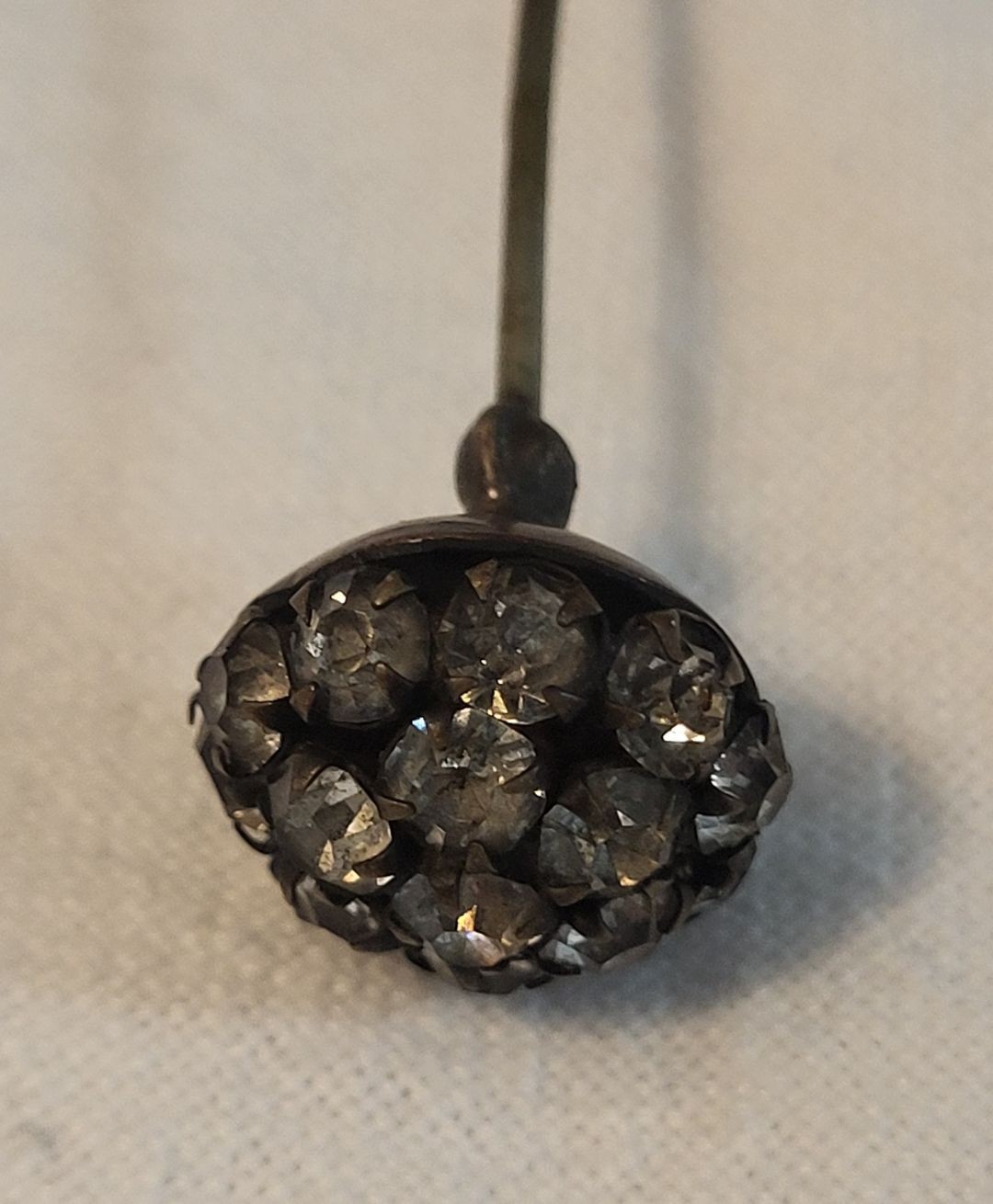 Antique Victorian Paste Rhinestone Hat Pin 7.5″ Long Domed Cluster Edwardian