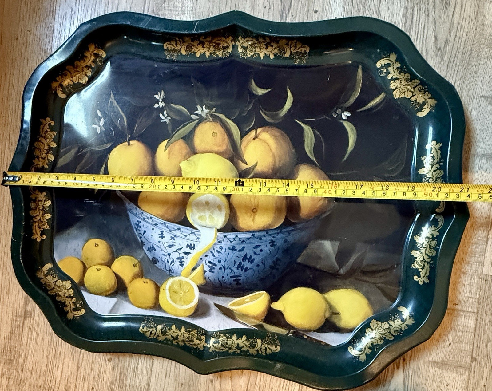 Vintage English Bowl of Lemons Serving Tray Ian Logan Large Serving Tray England
