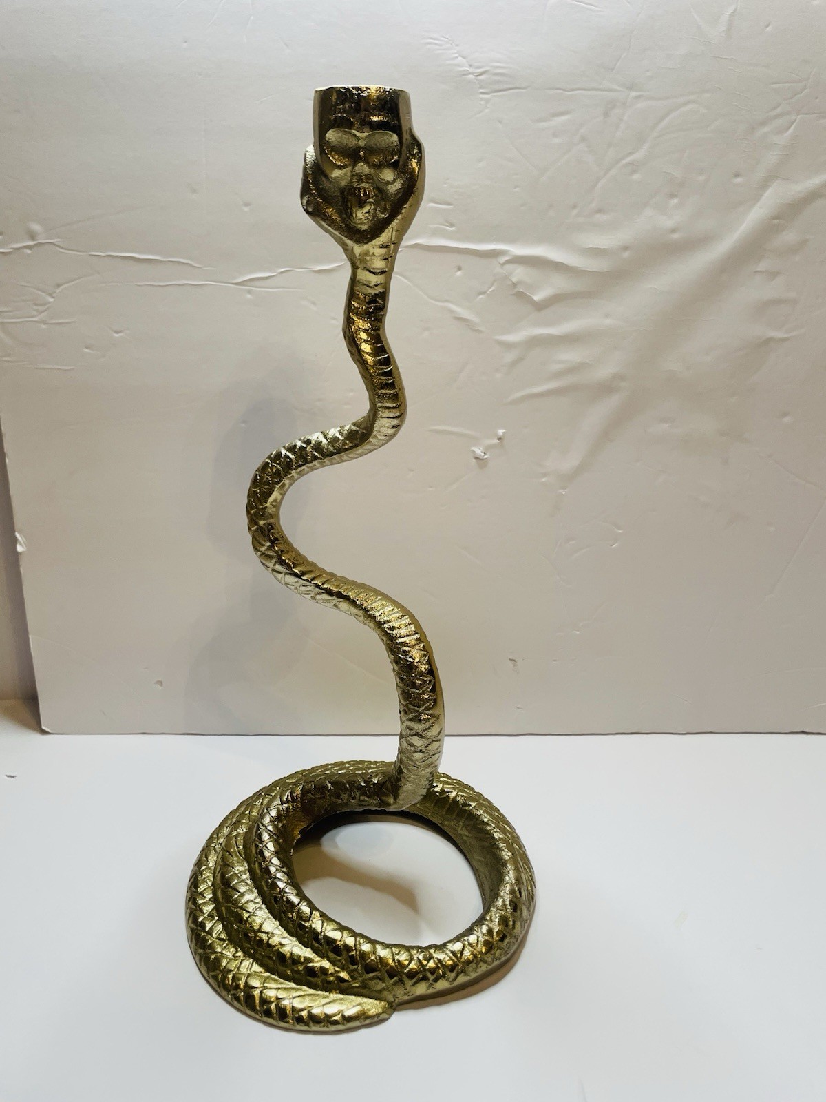 13 In. Gold Metal Novelty Snake Taper Candle Holder