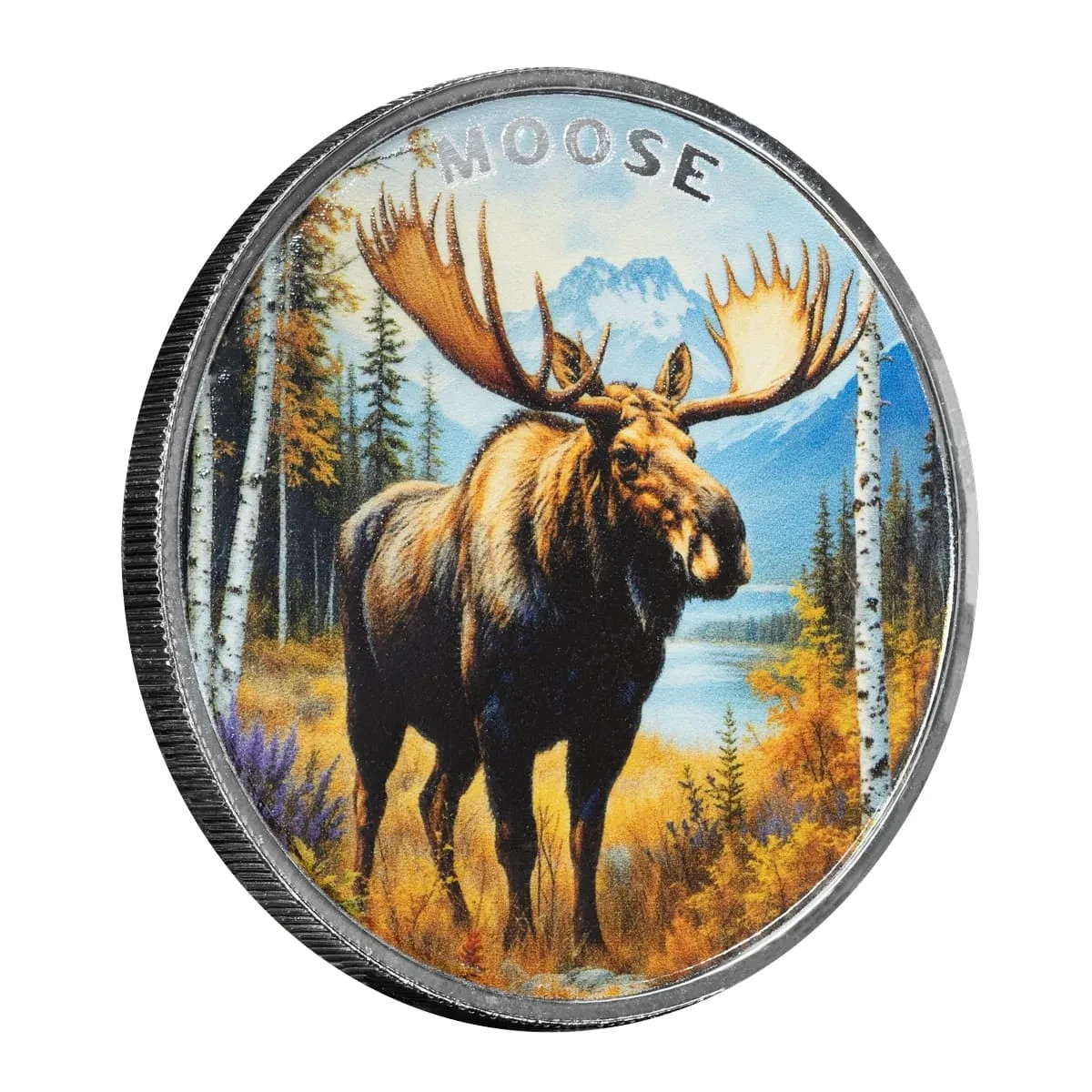 MOOSE – Colorized Silver Round – Scottsdale 1 oz .999 Fine Silver BU THE WILD