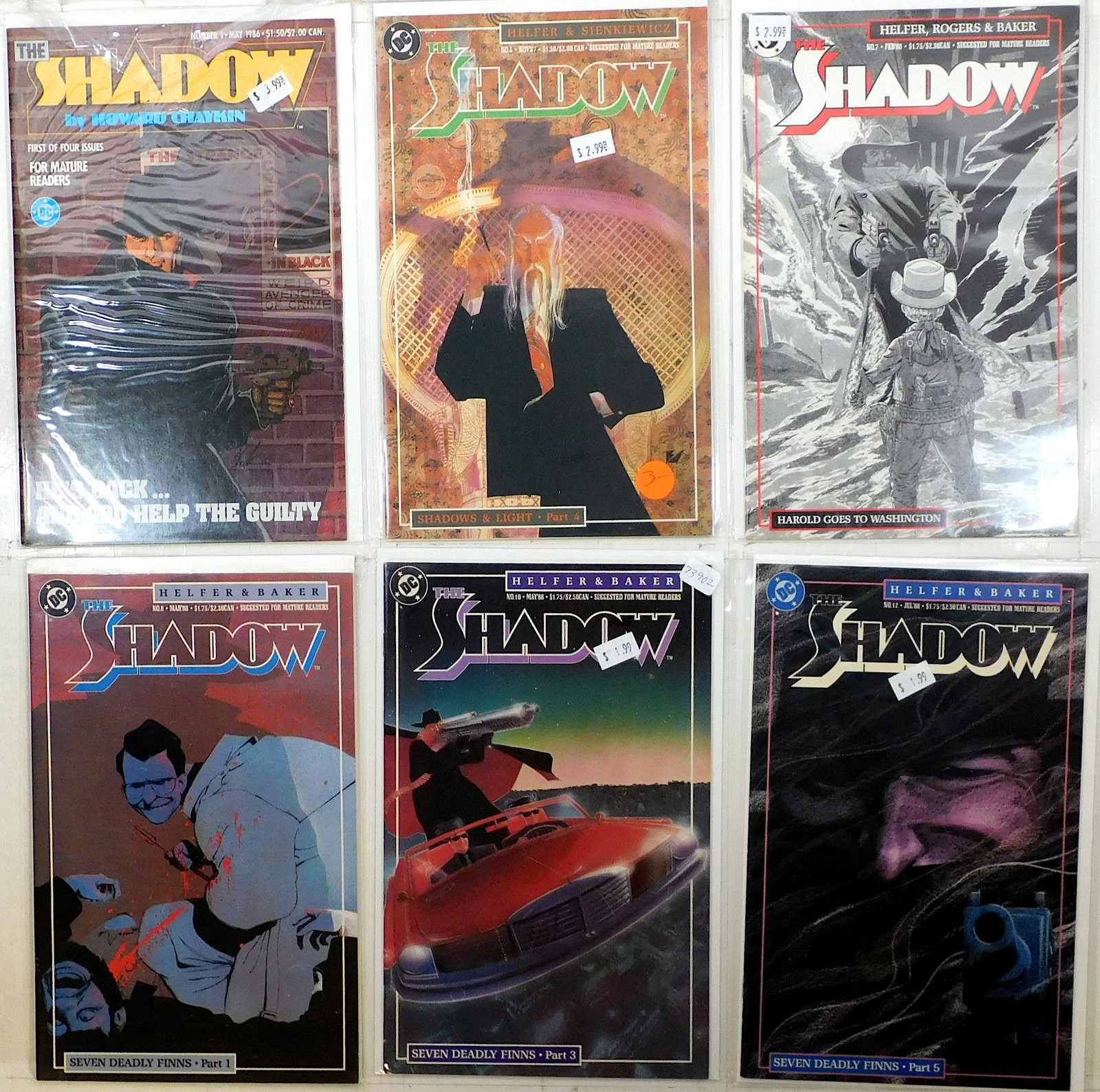 The Shadow Lot of 6 #4, 7, 8, 10, 12, Limited 1 (1986) DC Comics 1st Print