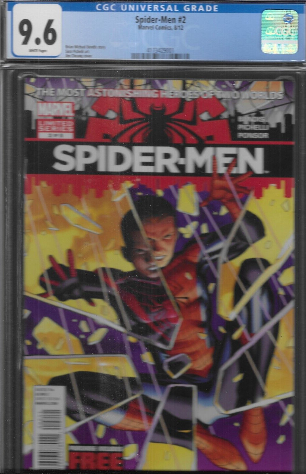 Spider-Men Comic 2 CGC 9.6 First Print Jim Cheung Cover A 2012 Bendis Pichelli