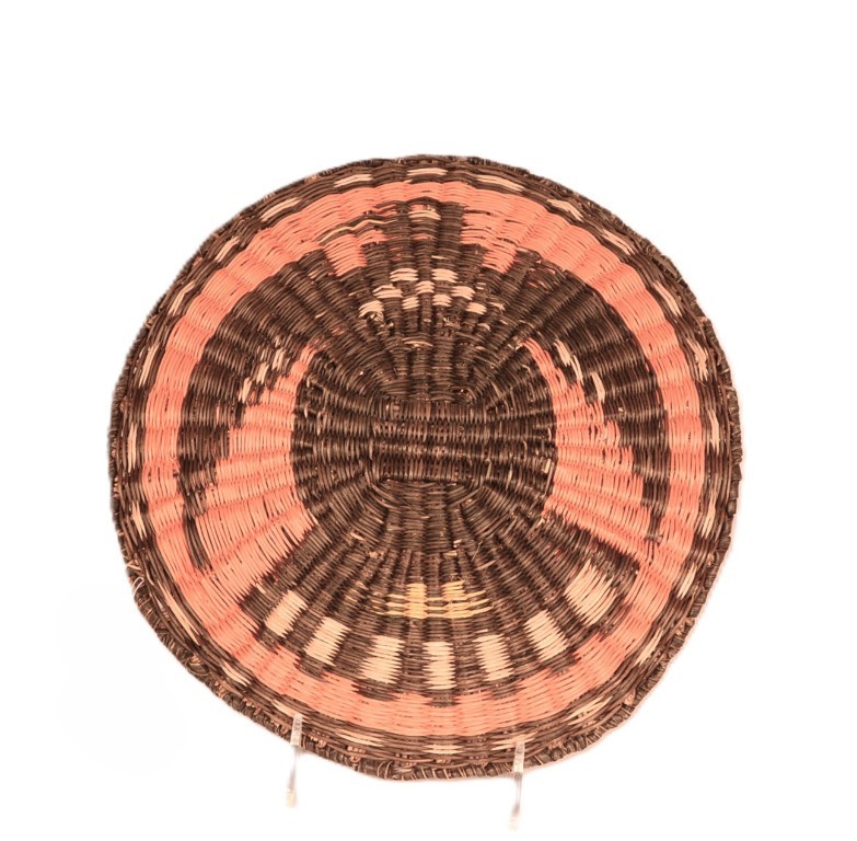 Hopi Pueblo Wicker Tray Mid 20th Century .875″ H x 11.125″ D Hand Woven