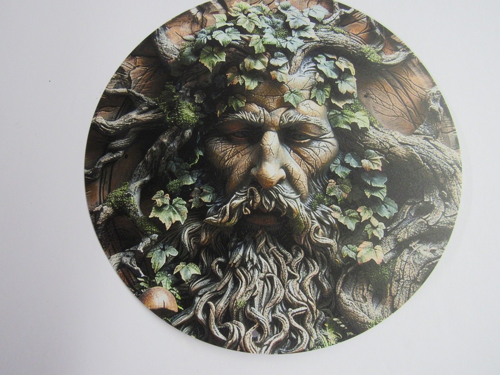 New Gothic Style 3-D Metal Leaf Man 7 3/4″ Round Sign Free Shipping