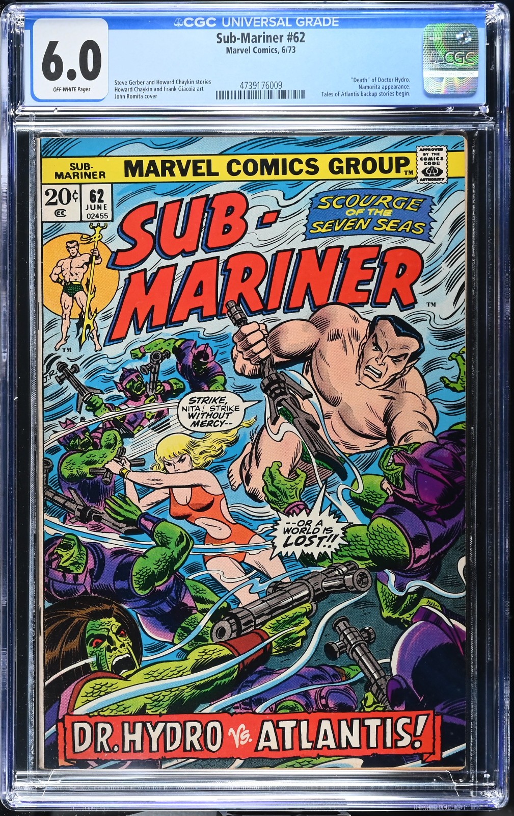 Sub-Mariner 62 CGC 6.0 Fine Namorita app Marvel Comics 1973