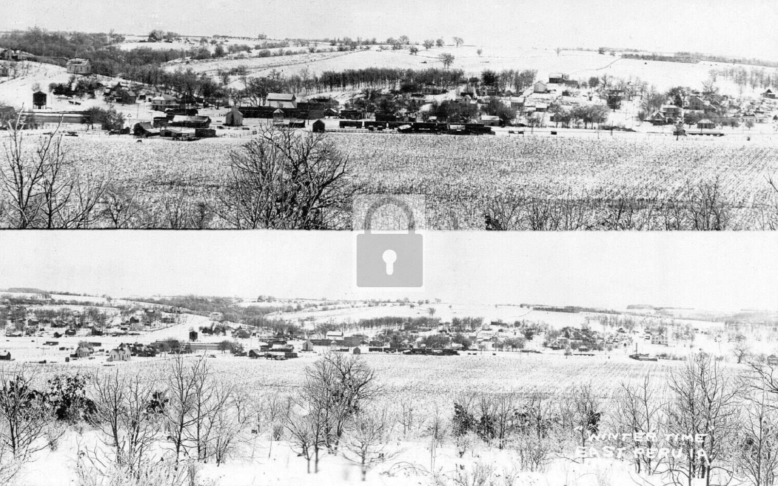 Birds Eye Views Winter Snow East Peru Iowa IA – Reprint