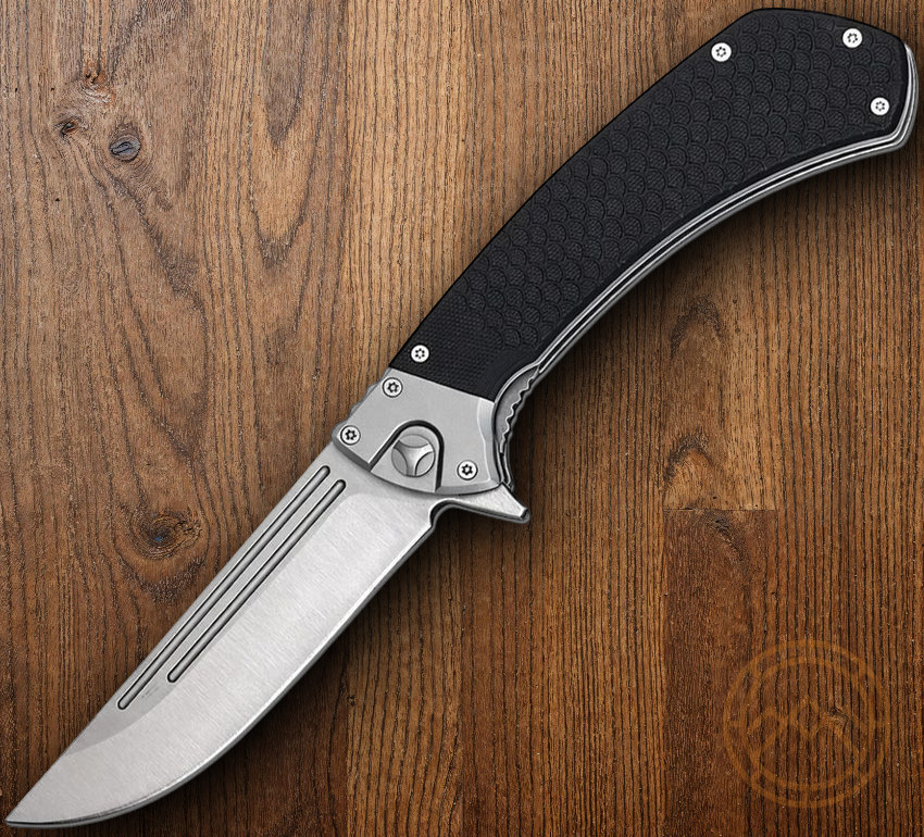 ElitEdge Linerlock Folding Knife 4″ Satin Stainless Steel Blade Black G10 Handle