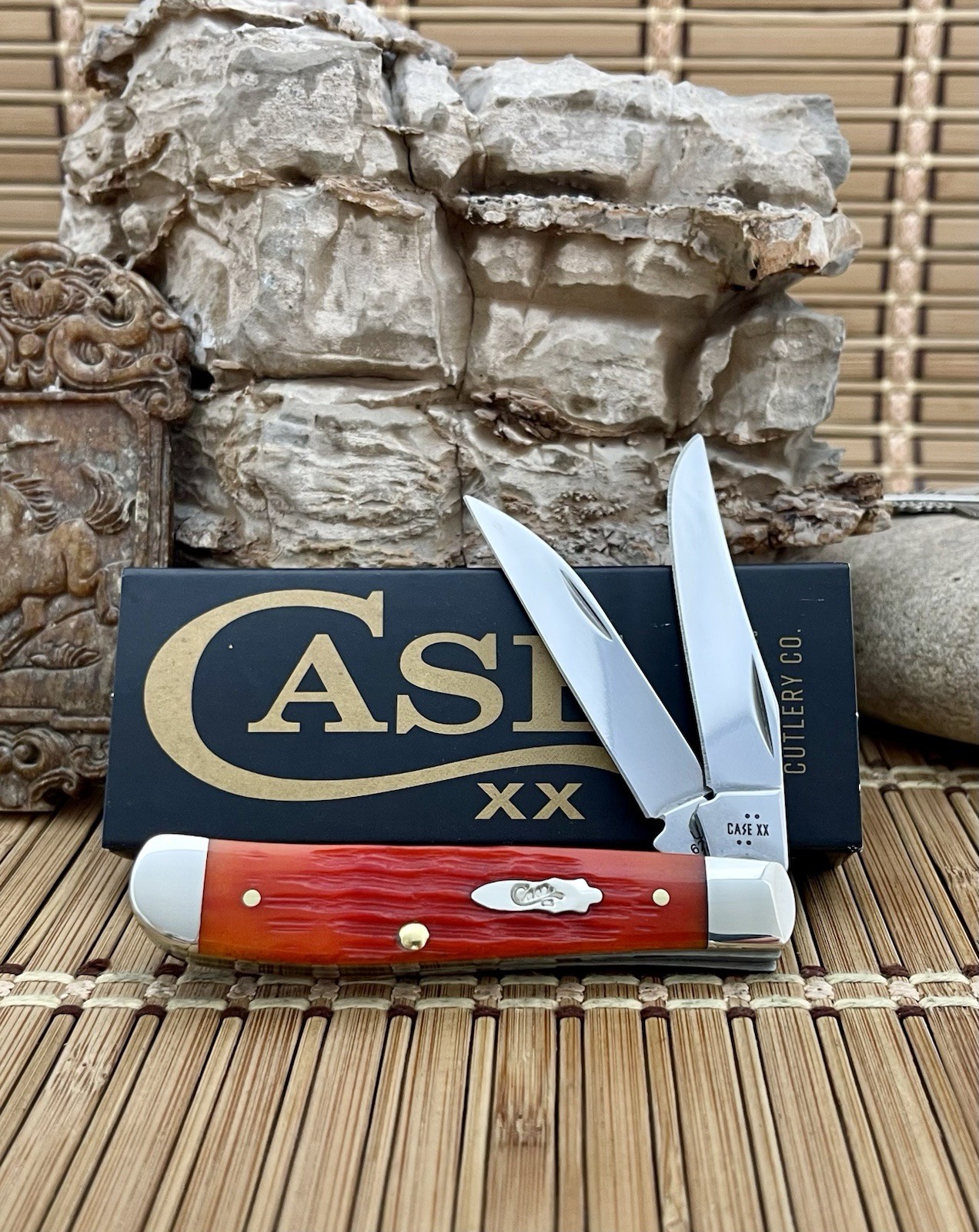 Case XX USA Crandall Jig Tequila Sunrise Bone 57531 Mini Trapper Pocket Knife