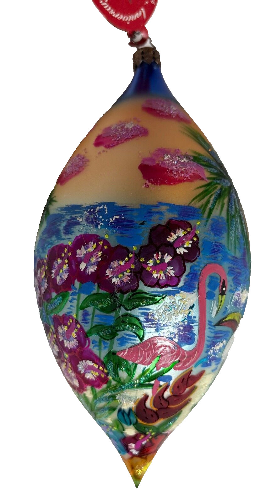 Christopher Radko Flamingo Skies 20th Anniversary Teardrop Christmas Ornament