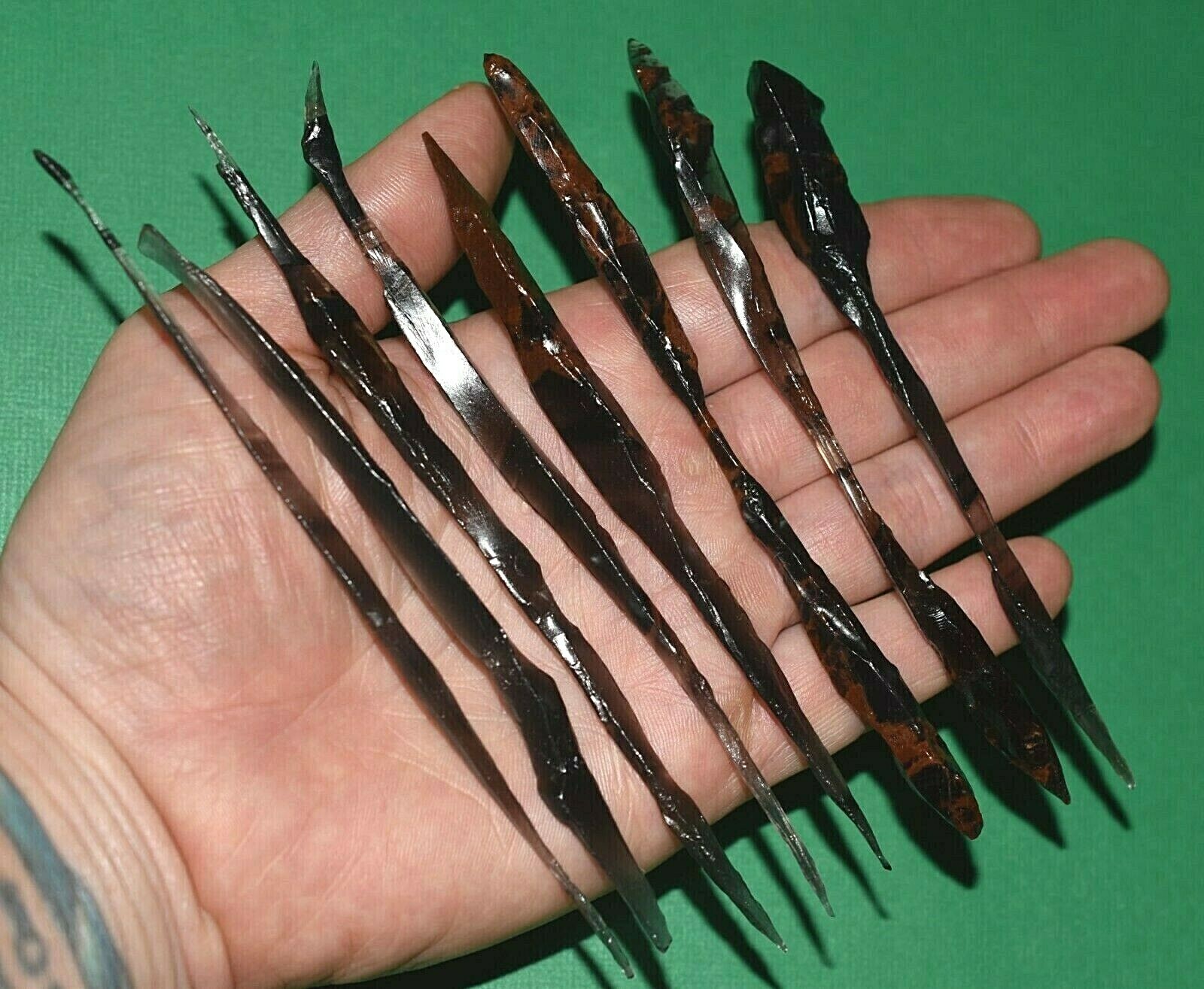 Natural Obsidian Formations Black & Mahogany Needles 5.66 Inches Davis Creek, CA
