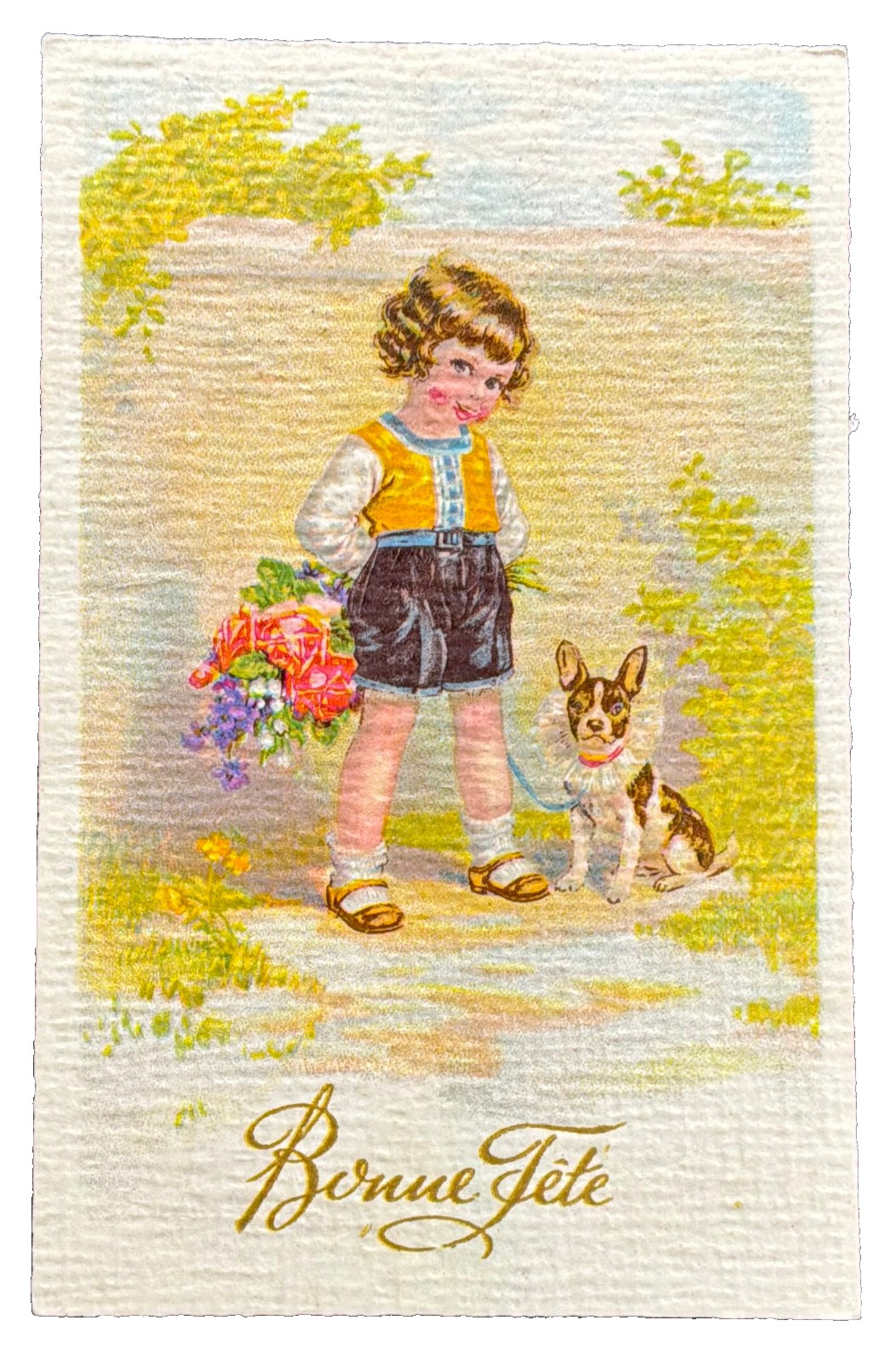 Child FRENCH BULLDOG Bouledogue Français badger collar vintage Dog pc EKO