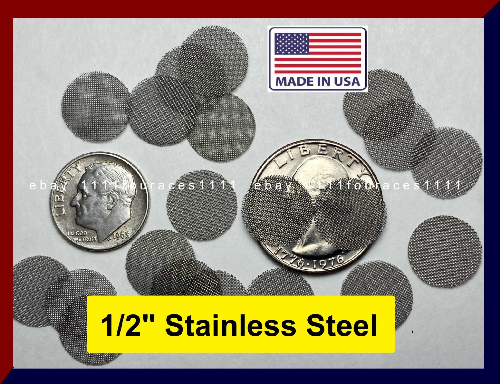 25X USA Stainles Steel Metal Pipe Screens 60 Mesh 1/2″ (half a quarter size) 𝓑