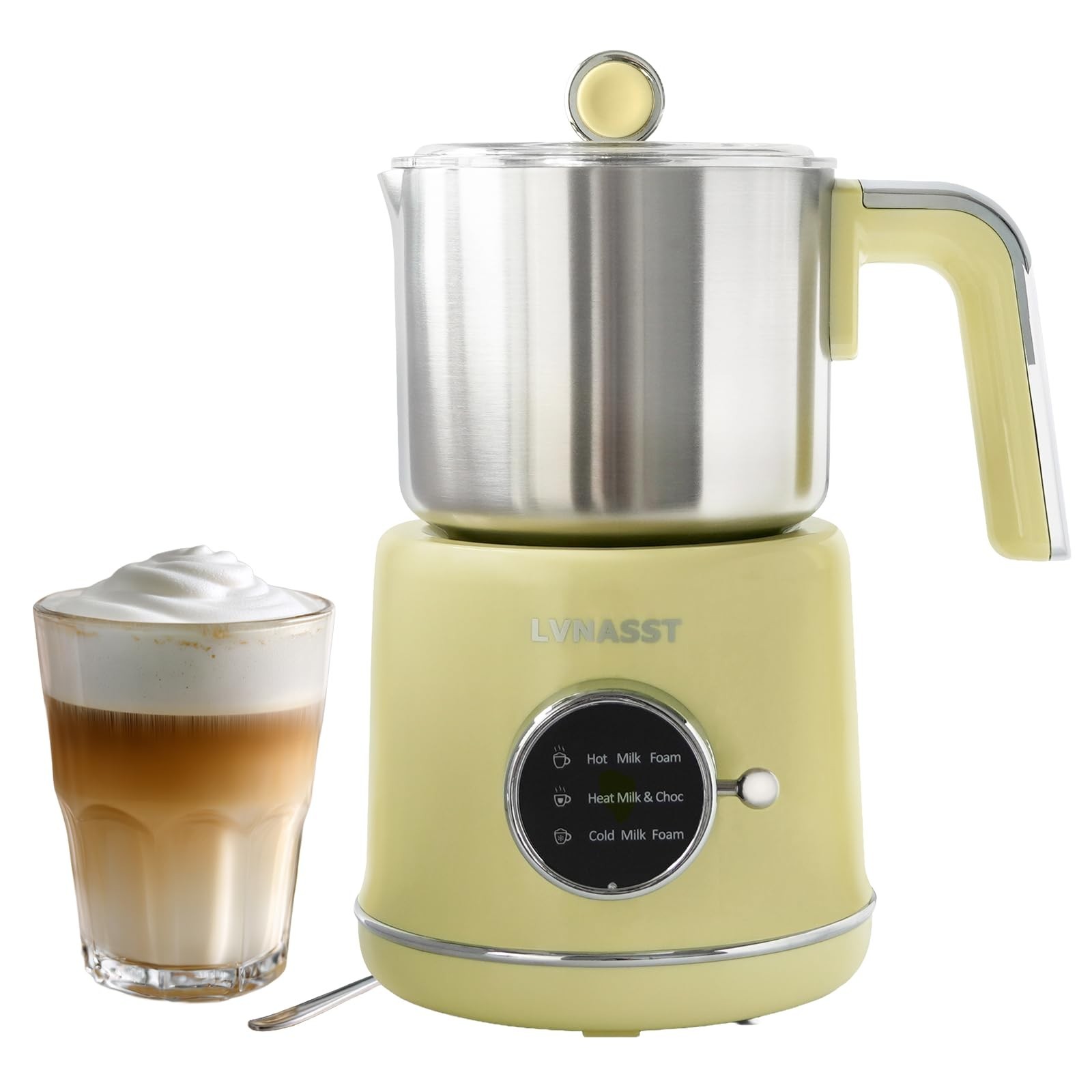 Stainless Steel Milk Frother and Steamer, 12oz Electric Milk Warmer & Foam Ma…