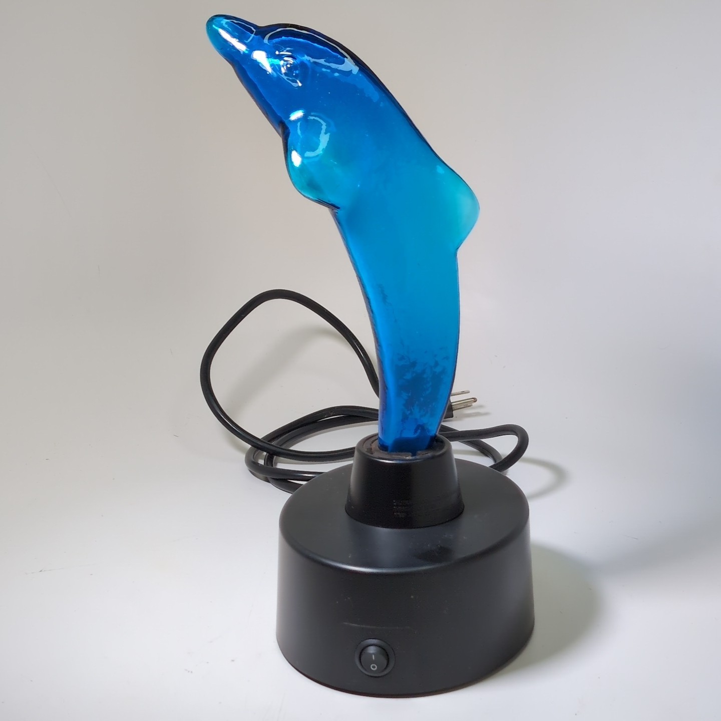 Lumisource Blue Glass Dolphin Mini-Electra Plasma Lightning Light Art Lamp
